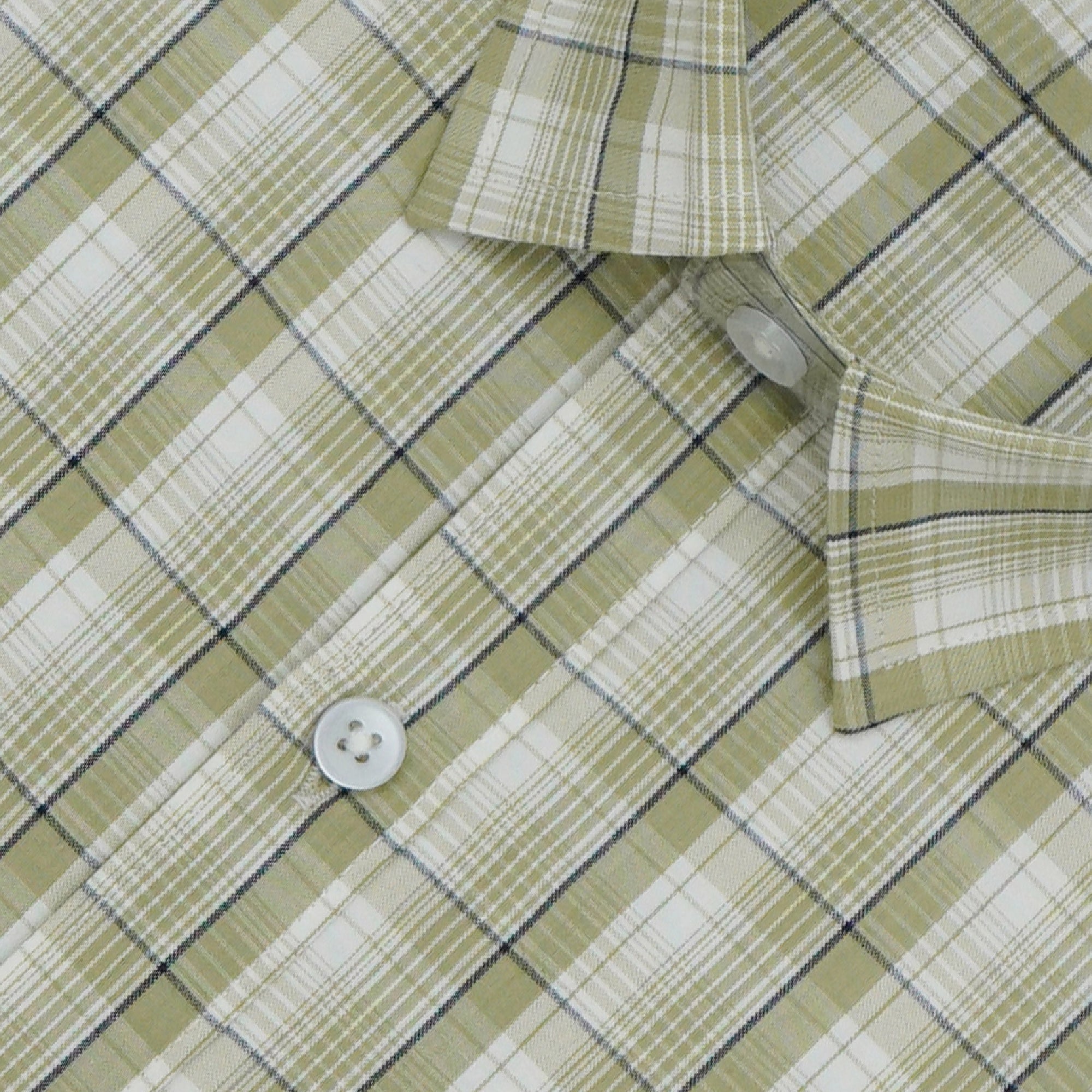 Men's 100% Cotton Checkered Half Sleeves Shirts (Olive)