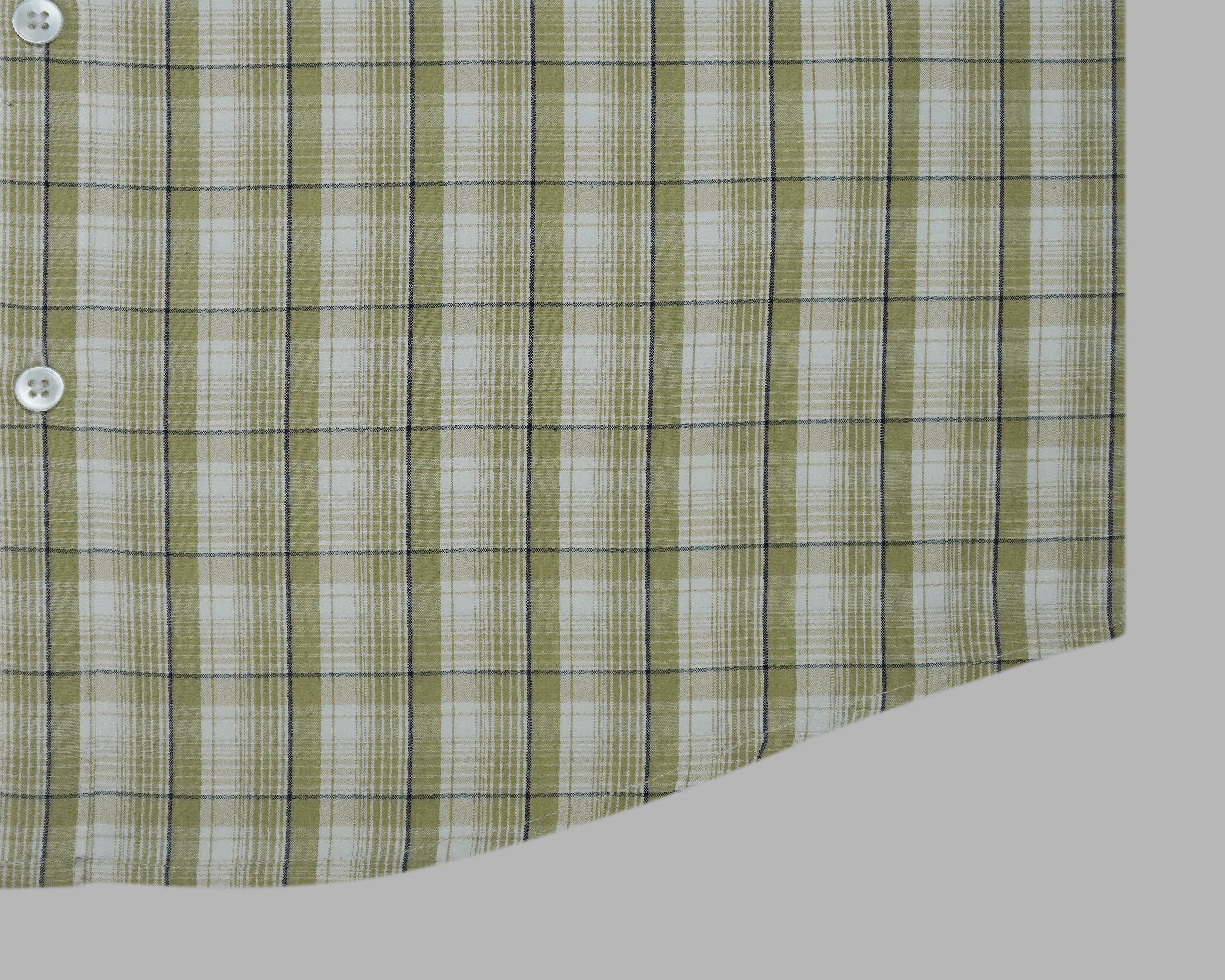 Men's 100% Cotton Checkered Half Sleeves Shirts (Olive)