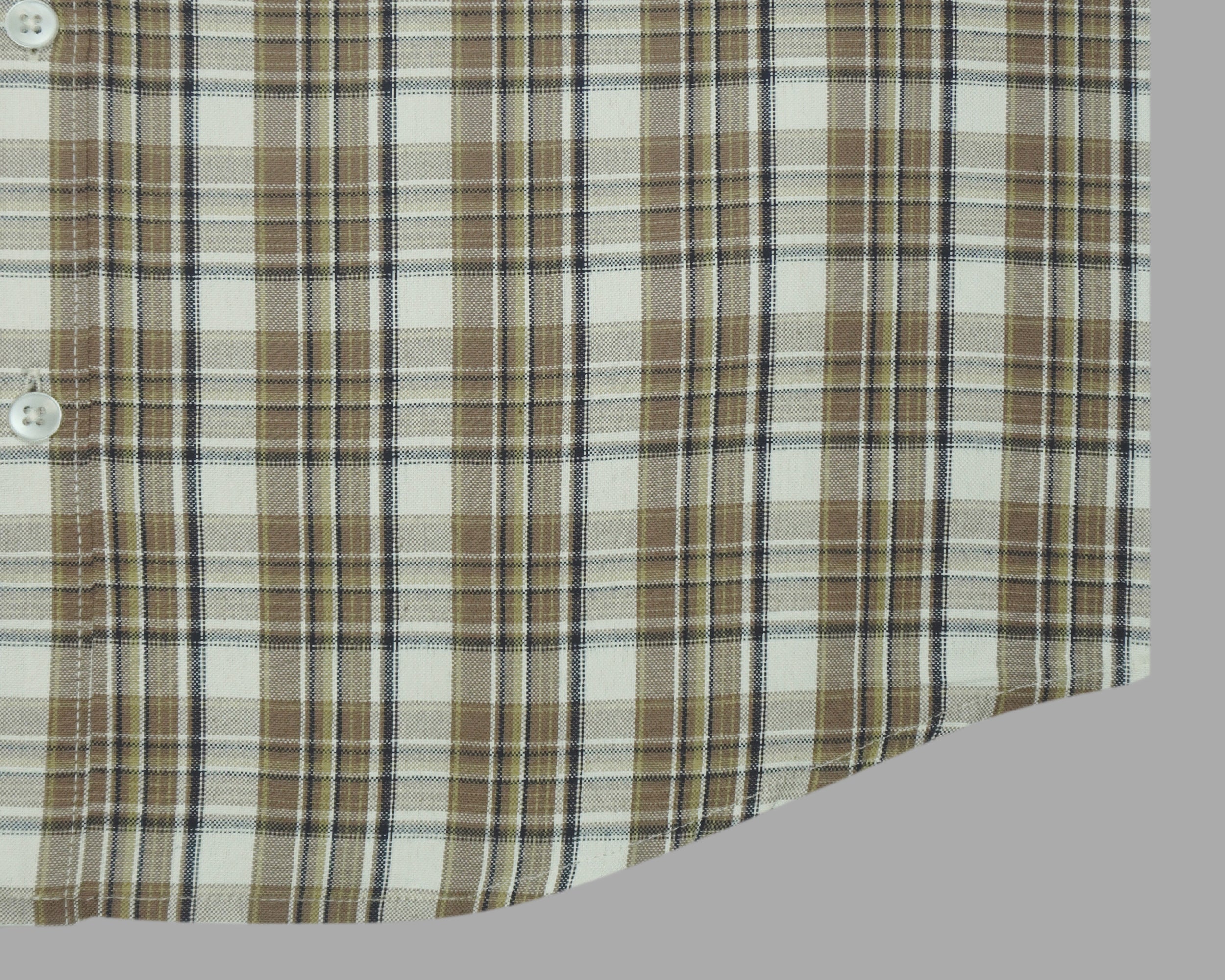 Men's Cotton Linen Checkered Half Sleeves Shirts (Brown)