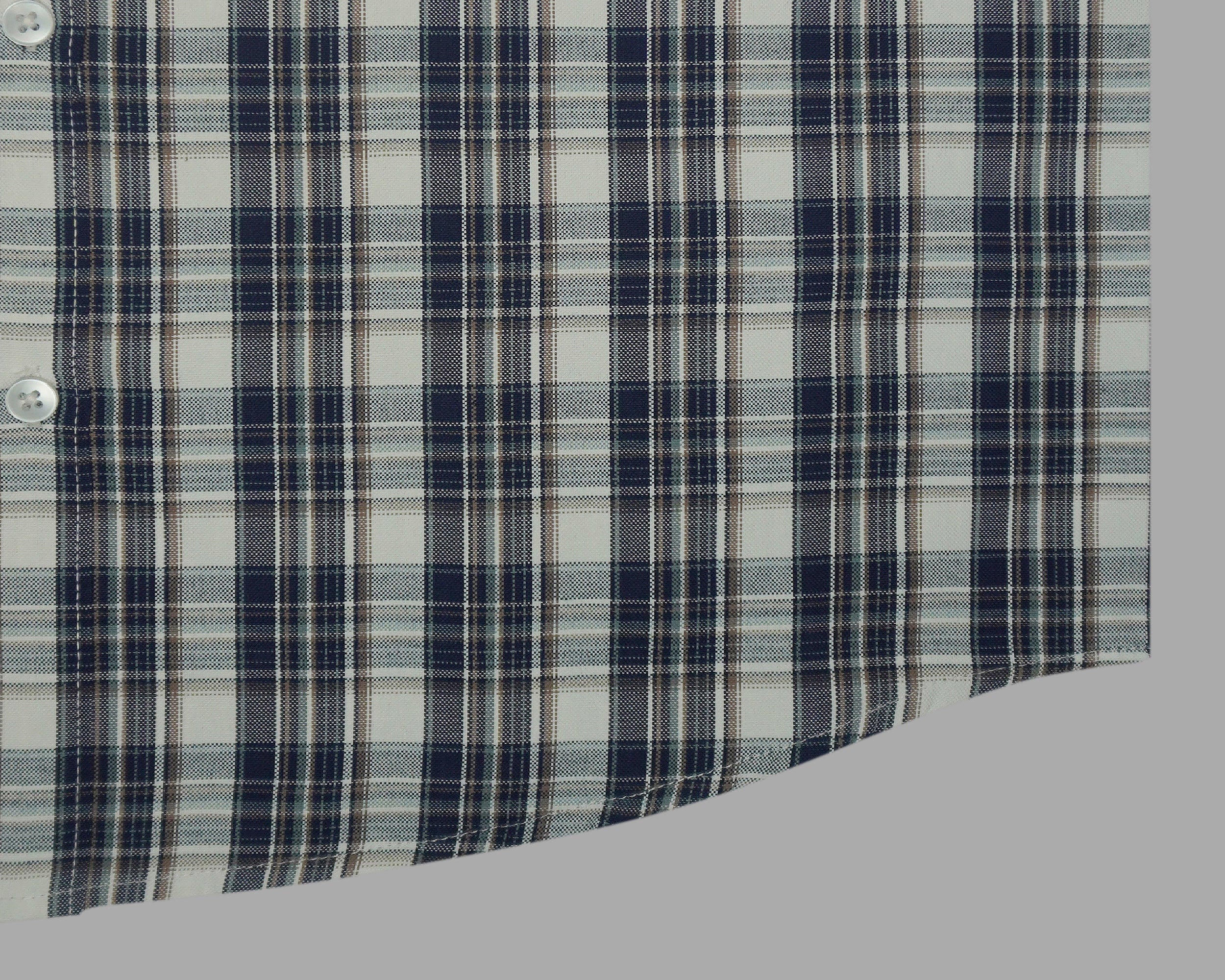 Men's Cotton Linen Checkered Half Sleeves Shirts (Blue)