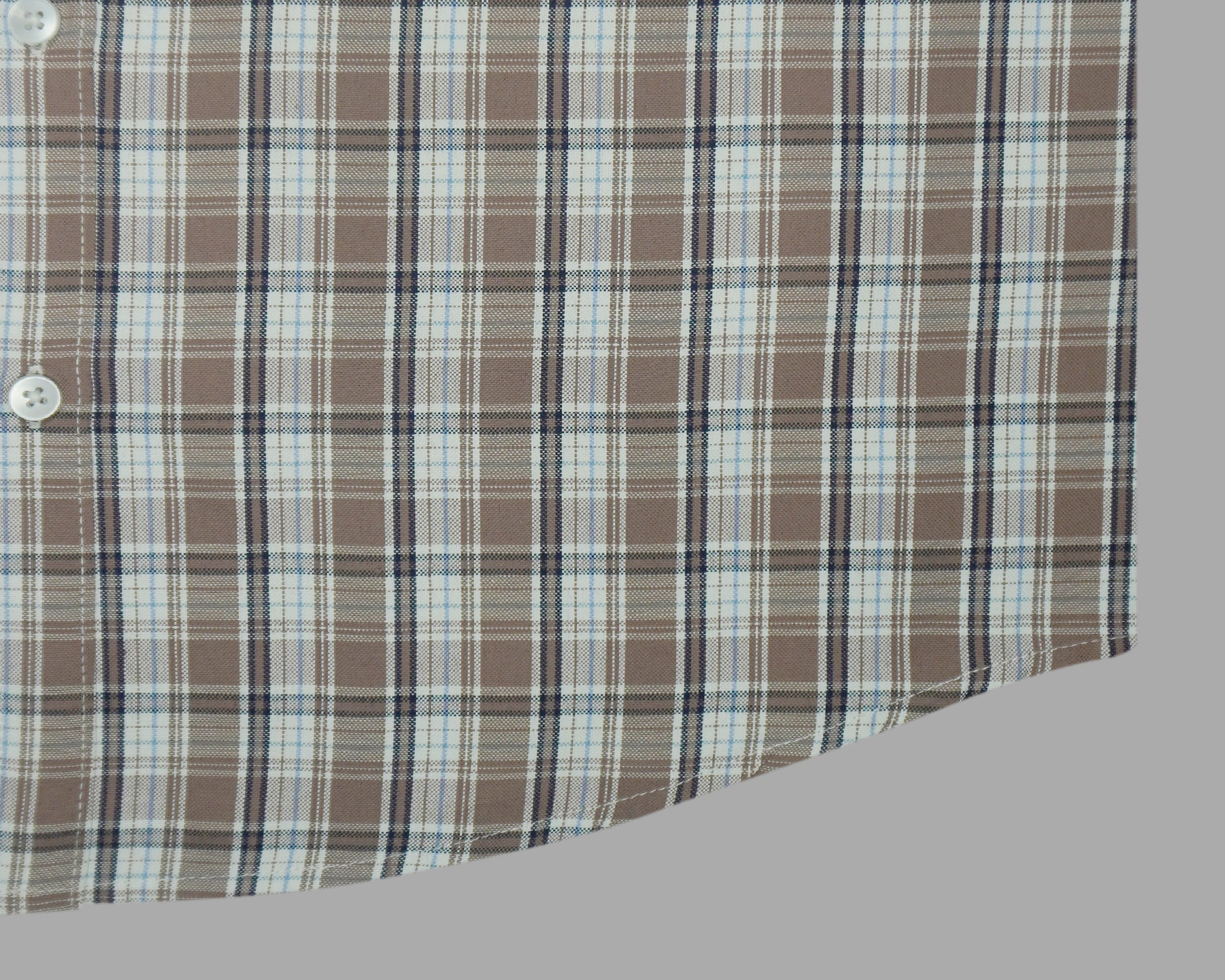 Men's Cotton Linen Checkered Half Sleeves Shirts (Brown)