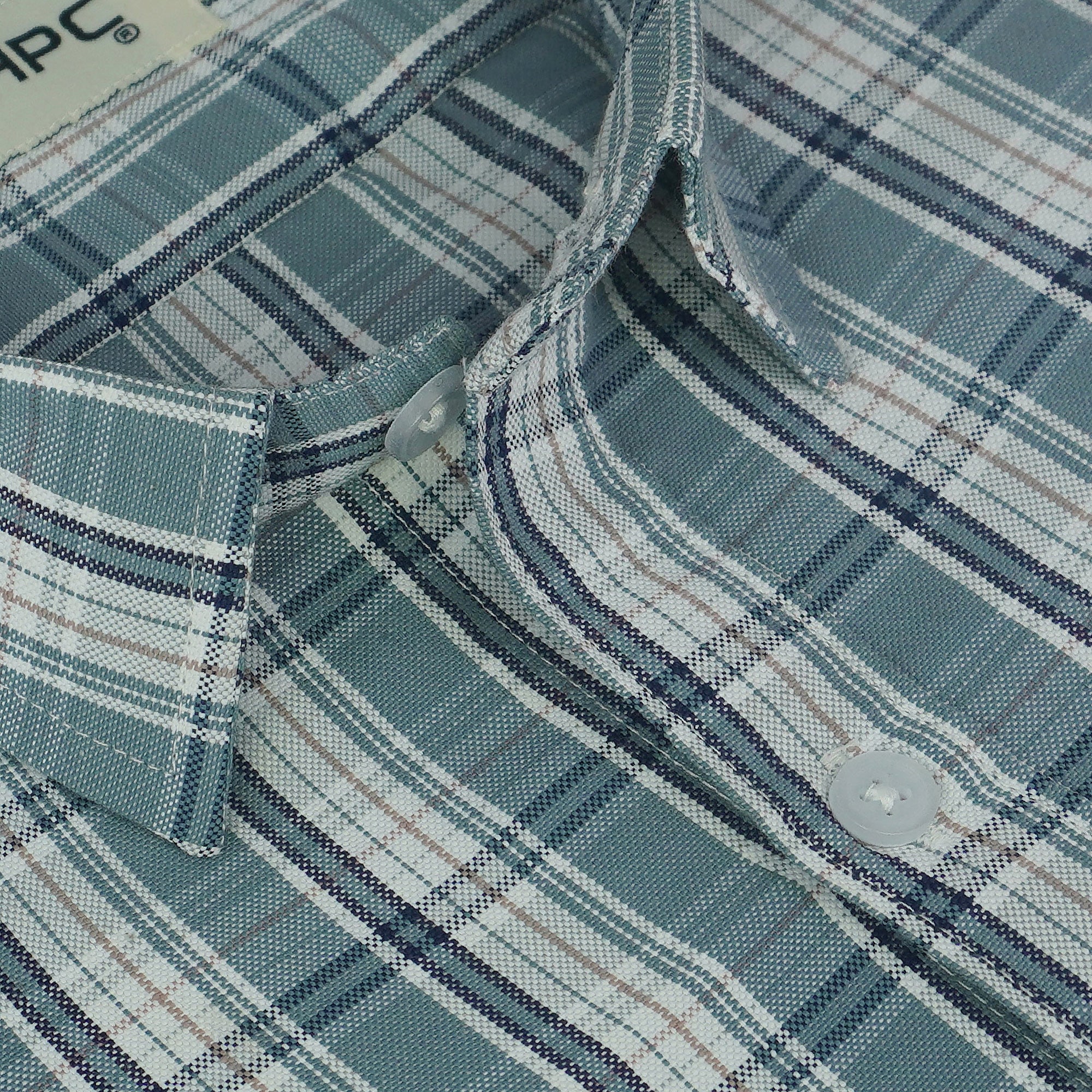 Men's Cotton Linen Checkered Half Sleeves Shirts (Grey)