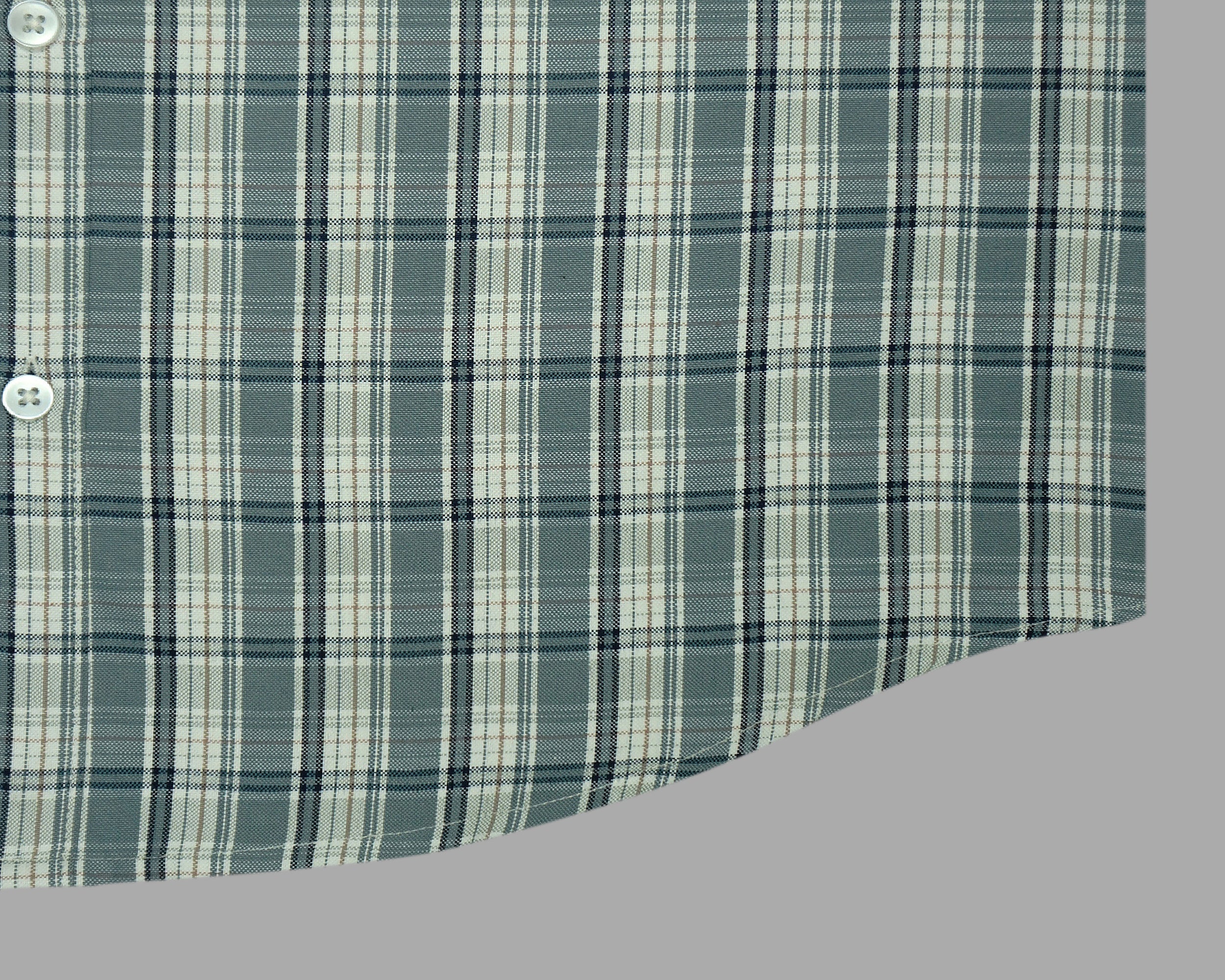 Men's Cotton Linen Checkered Half Sleeves Shirts (Grey)