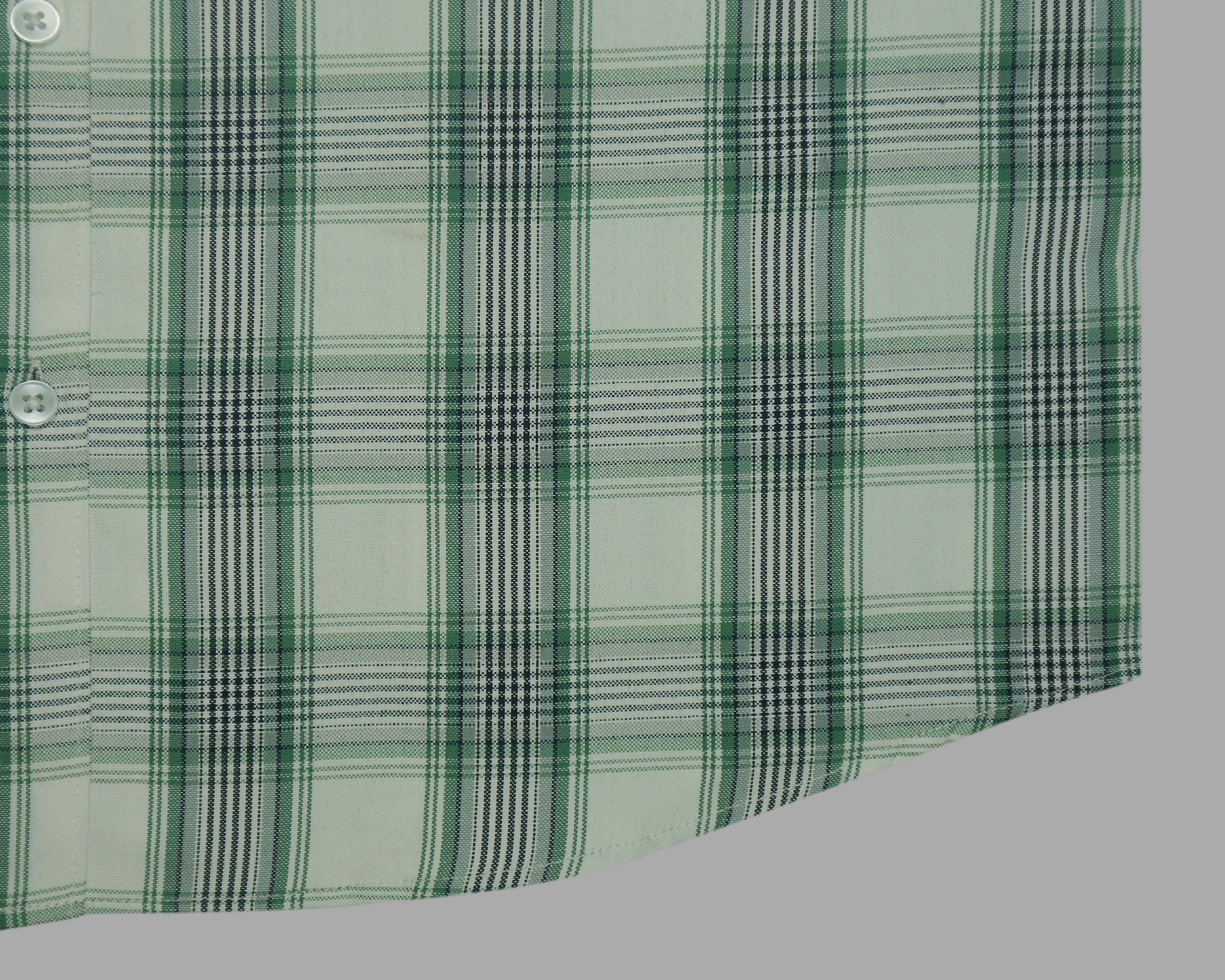 Men's Cotton Linen Checkered Half Sleeves Shirts (Green)