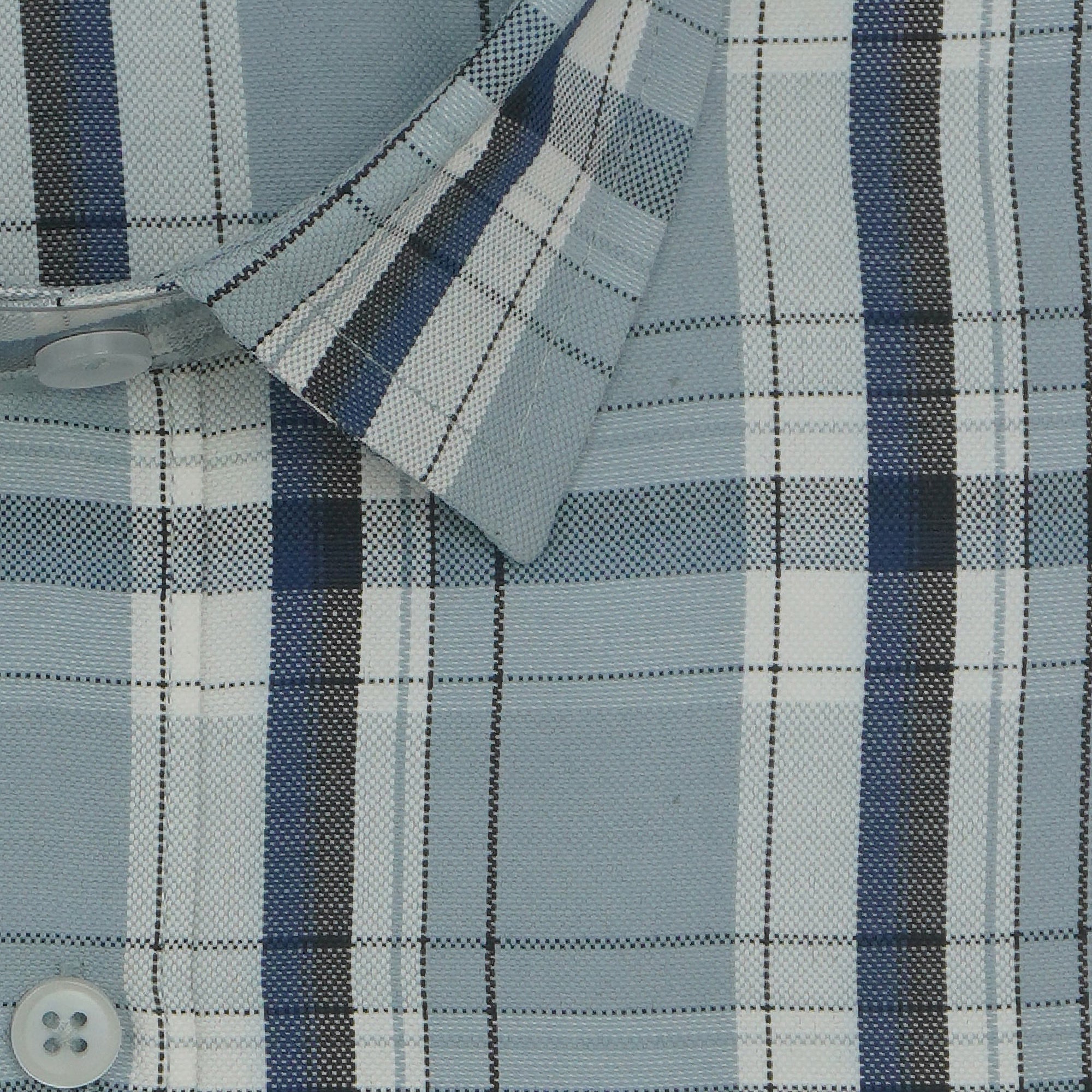 Men's Cotton Linen Checkered Half Sleeves Shirts (Grey)