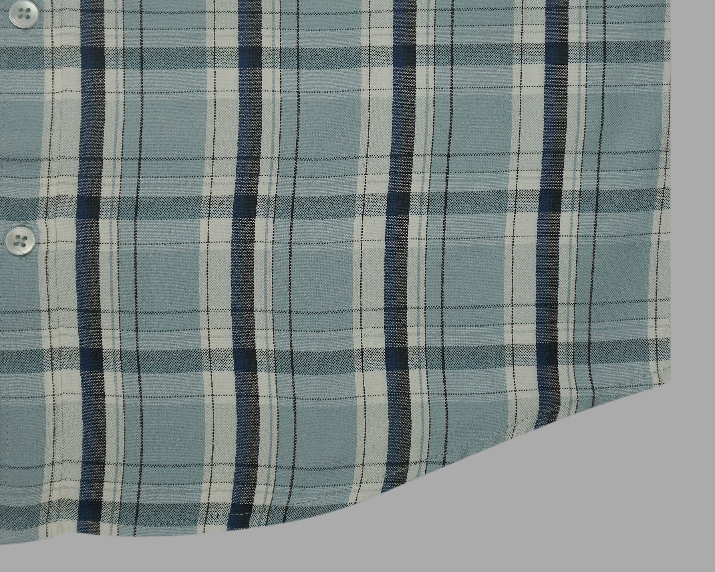 Men's Cotton Linen Checkered Half Sleeves Shirts (Grey)