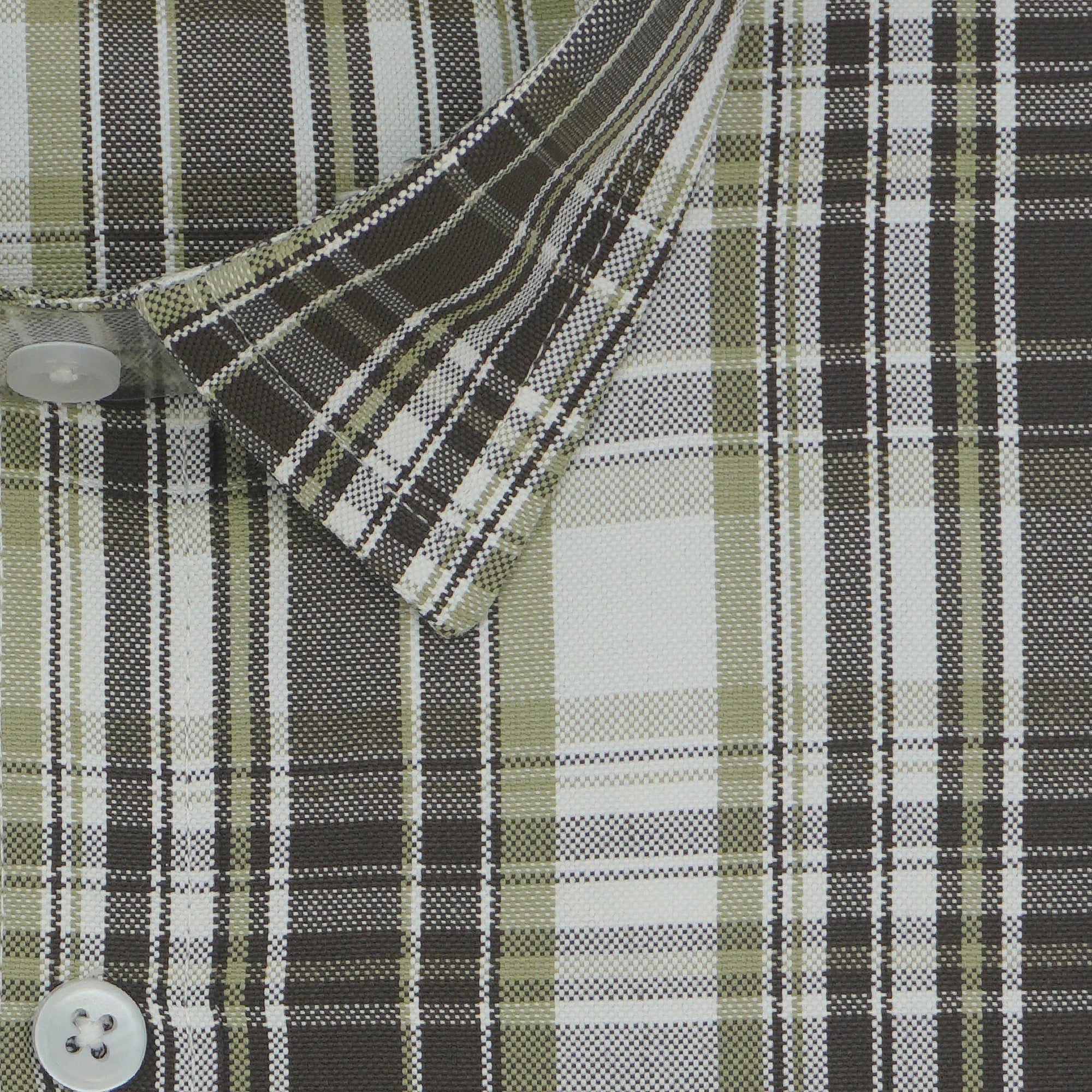 Men's Cotton Linen Checkered Half Sleeves Shirts (Khaki)