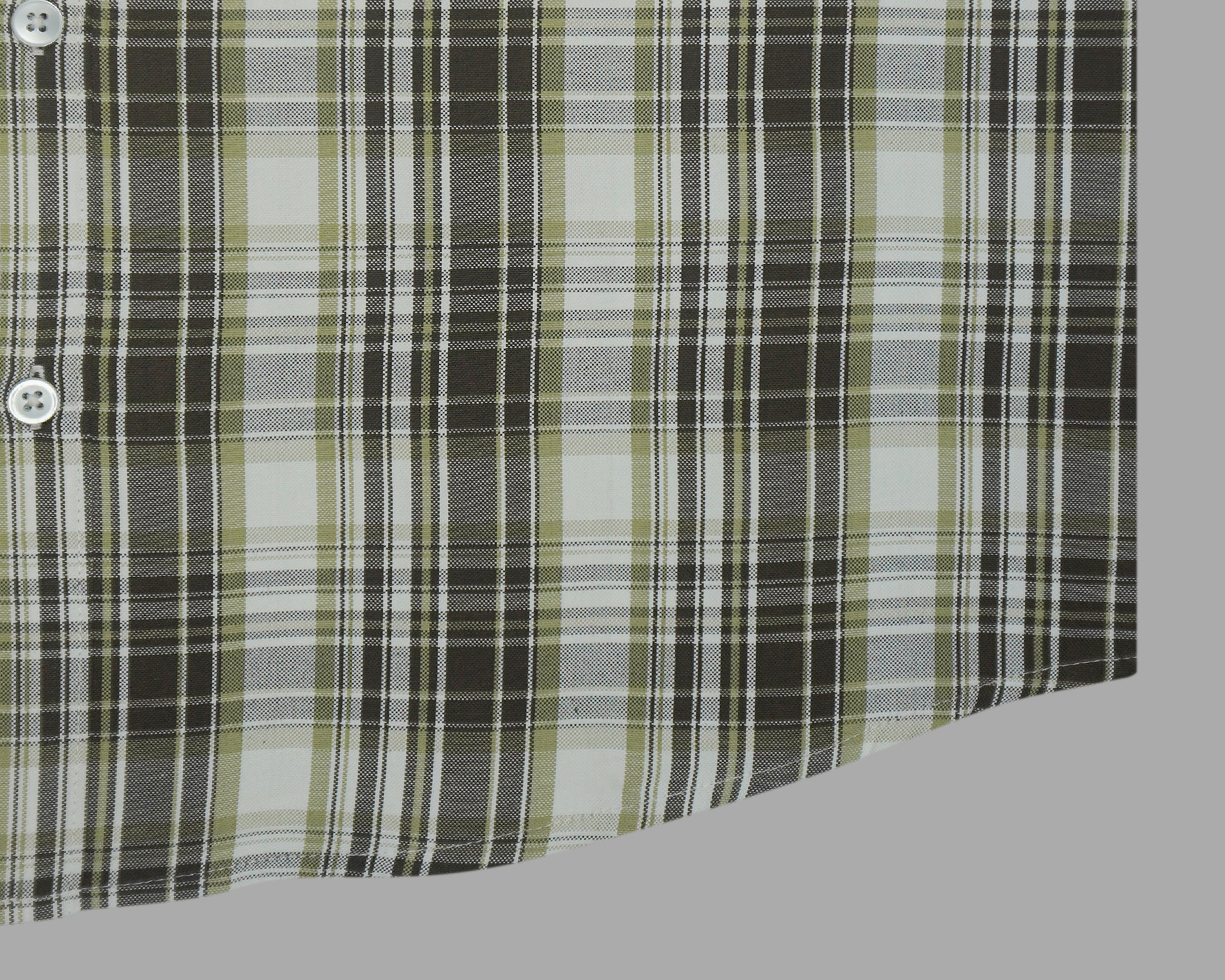 Men's Cotton Linen Checkered Half Sleeves Shirts (Khaki)