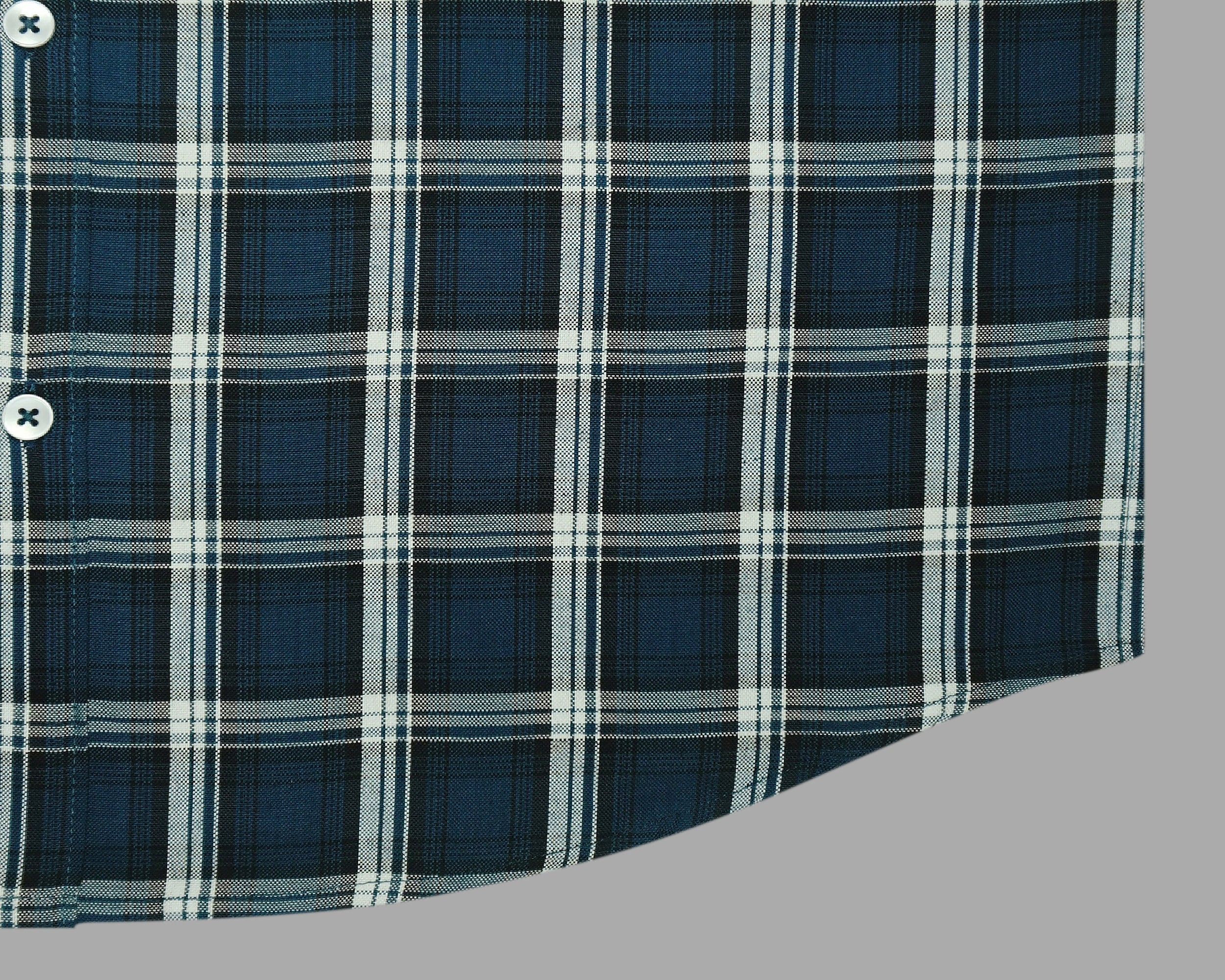 Men's Cotton Linen Checkered Half Sleeves Shirts (Blue)