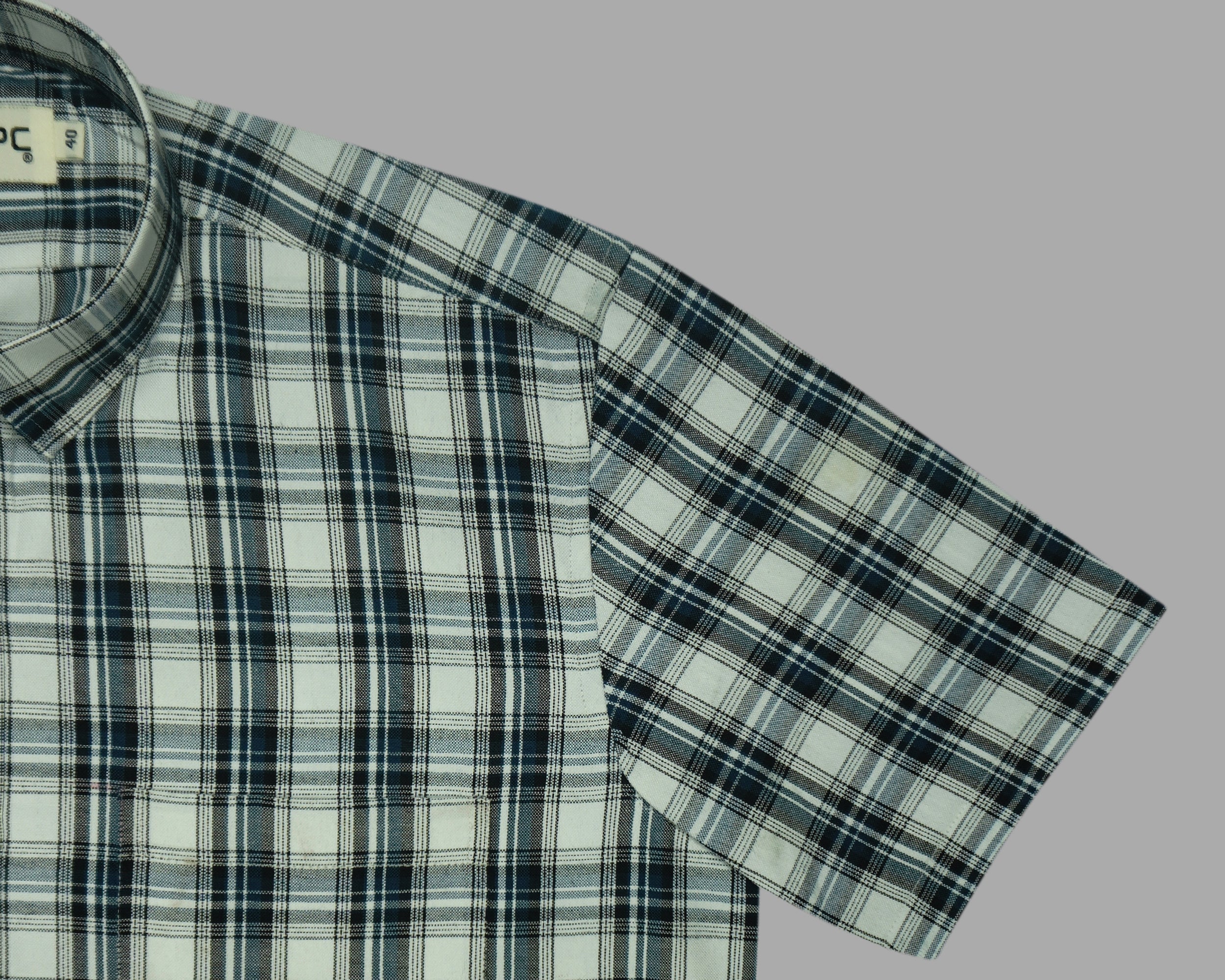 Men's Cotton Linen Checkered Half Sleeves Shirts (Multicolor)
