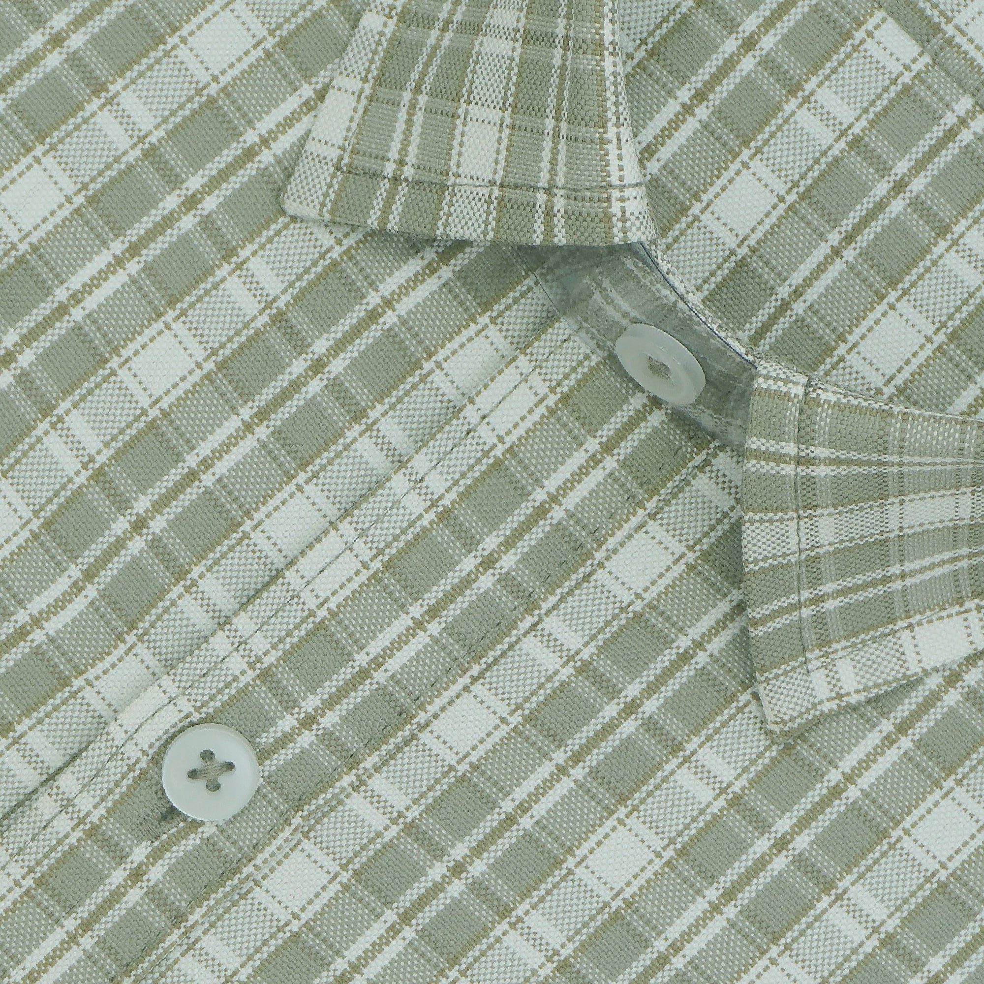 Men's Cotton Linen Checkered Half Sleeves Shirts (Beige)