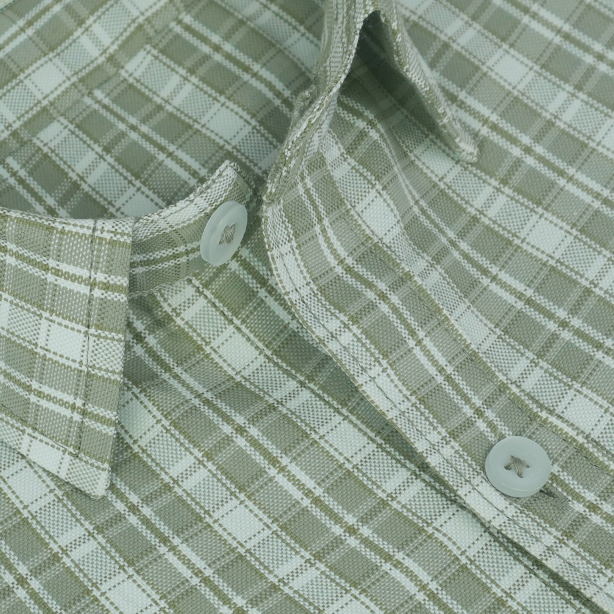 Men's Cotton Linen Checkered Half Sleeves Shirts (Beige)
