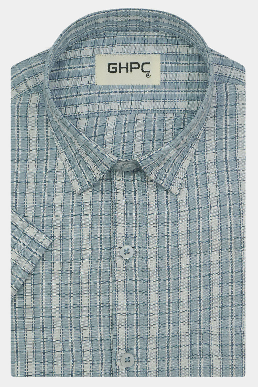 Men's Cotton Linen Checkered Half Sleeves Shirts (Grey)