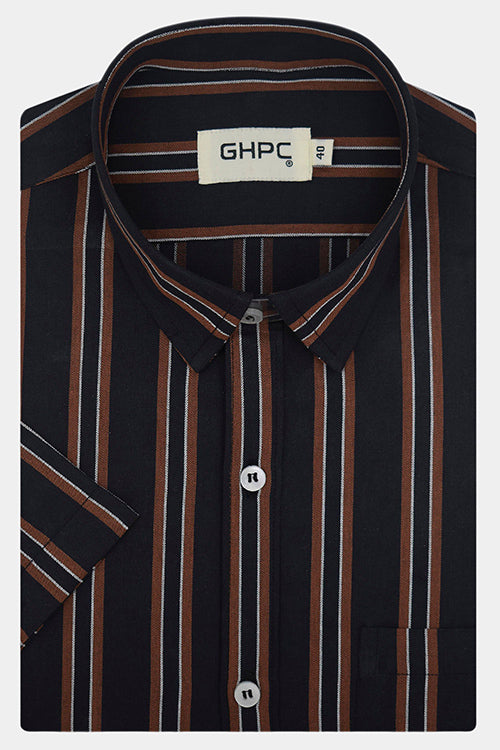 Men's 100% Cotton Balance Striped Half Sleeves Shirt (Black) FSH402802_1_4b1cf4ba-0466-4cac-b029-1e3609b8af30