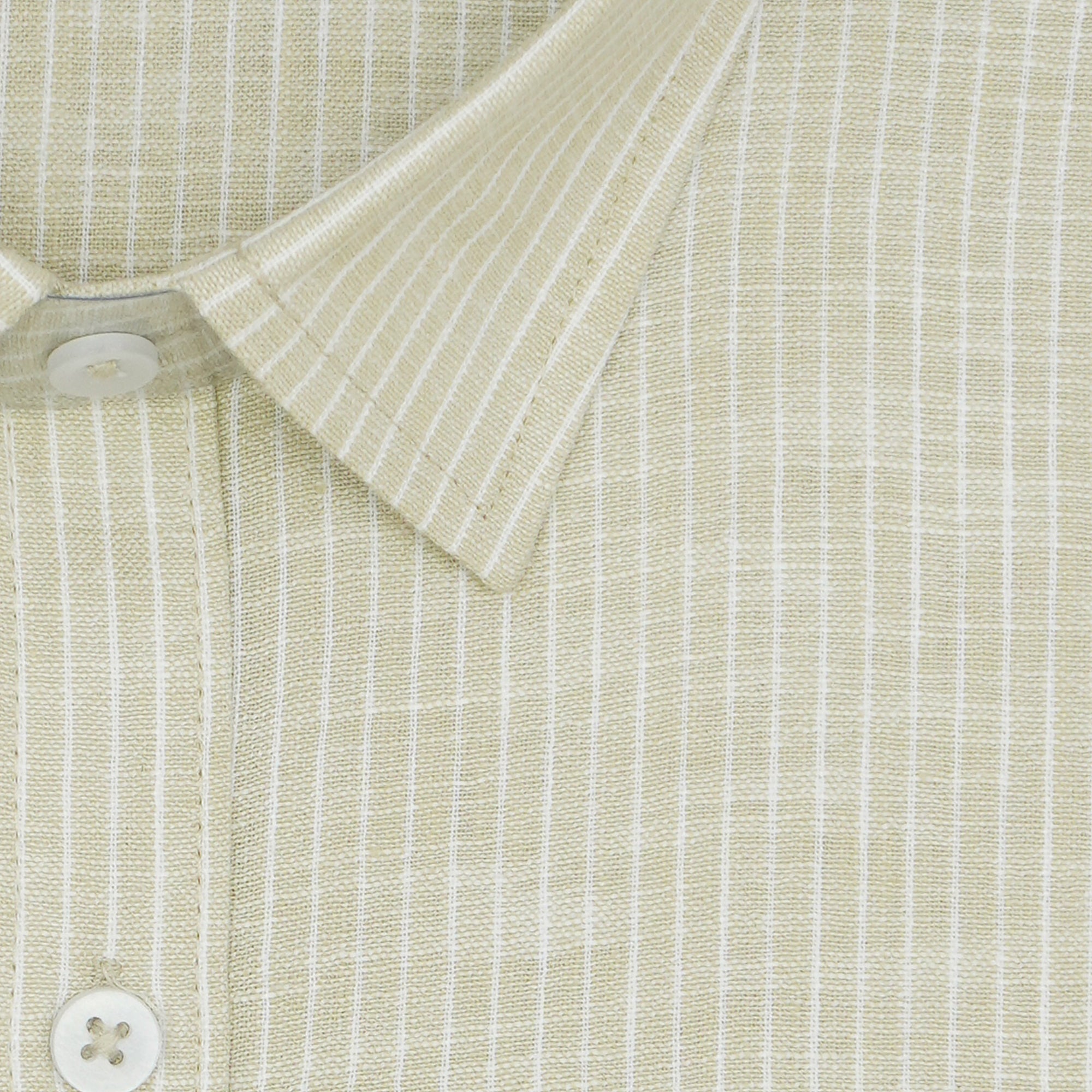 Men's Cotton Linen Striped Half Sleeves Shirt (Beige)