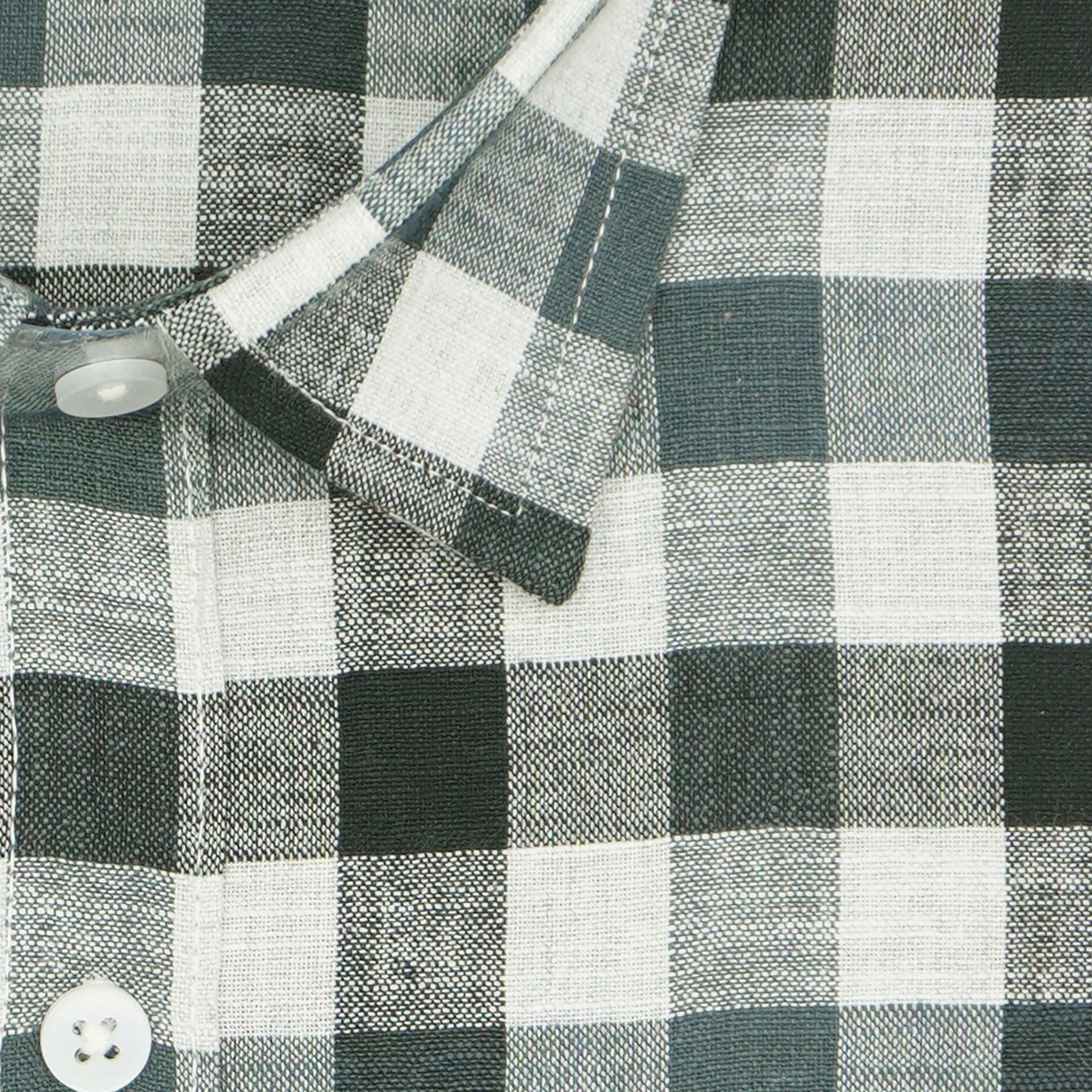 Men's Cotton Linen Checkered Half Sleeves Shirt (Grey)