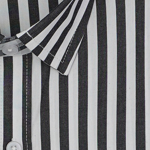 Men's 100% Cotton Candy Striped Half Sleeves Shirt (Black) FSH407602_2