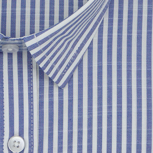 Men's 100% Cotton Hickory Striped Half Sleeves Shirt (Blue) FSH407747_2