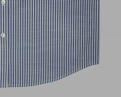 Men's 100% Cotton Hickory Striped Half Sleeves Shirt (Blue) FSH407747_6
