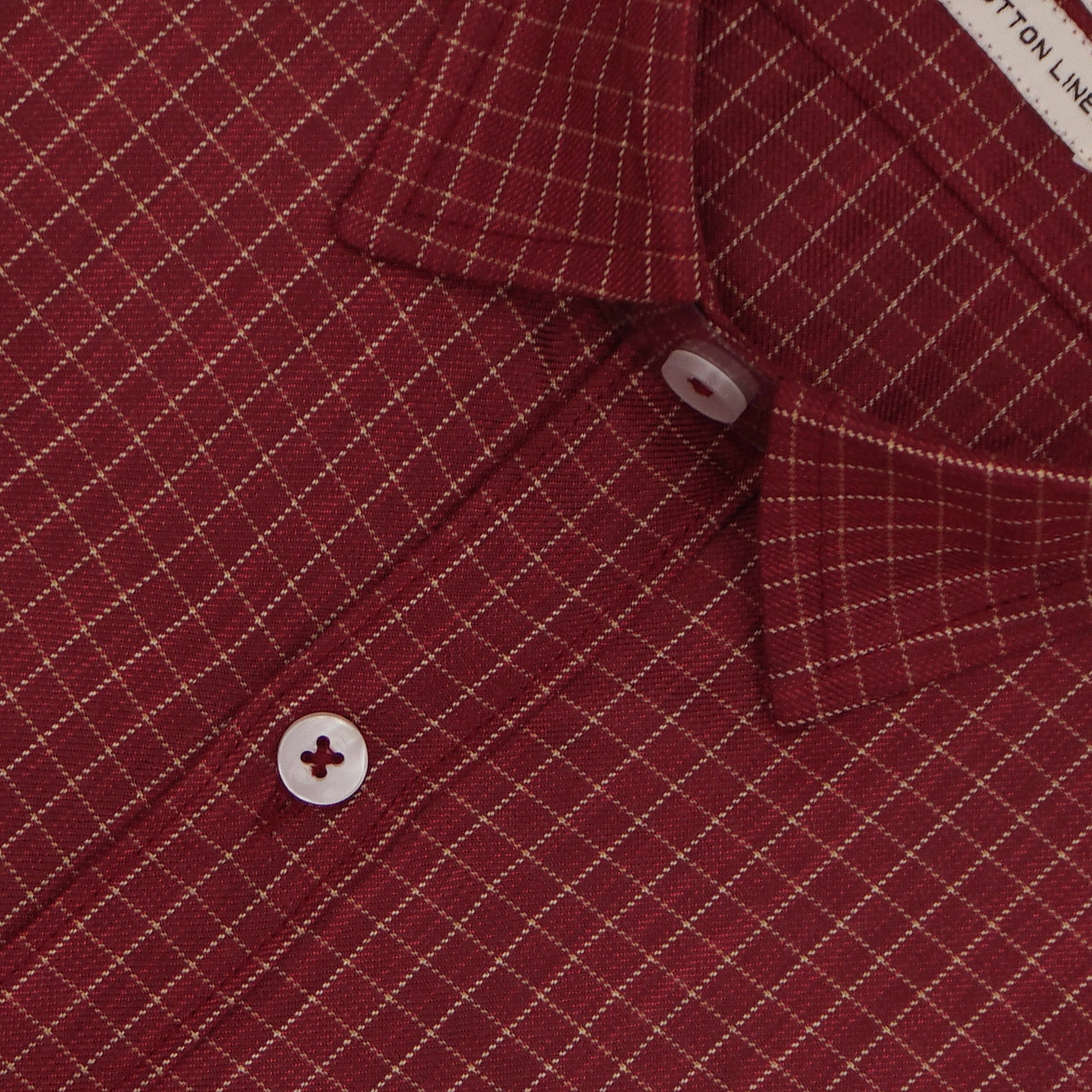 Men's Cotton Linen Checkered Half Sleeves Shirt (Maroon)