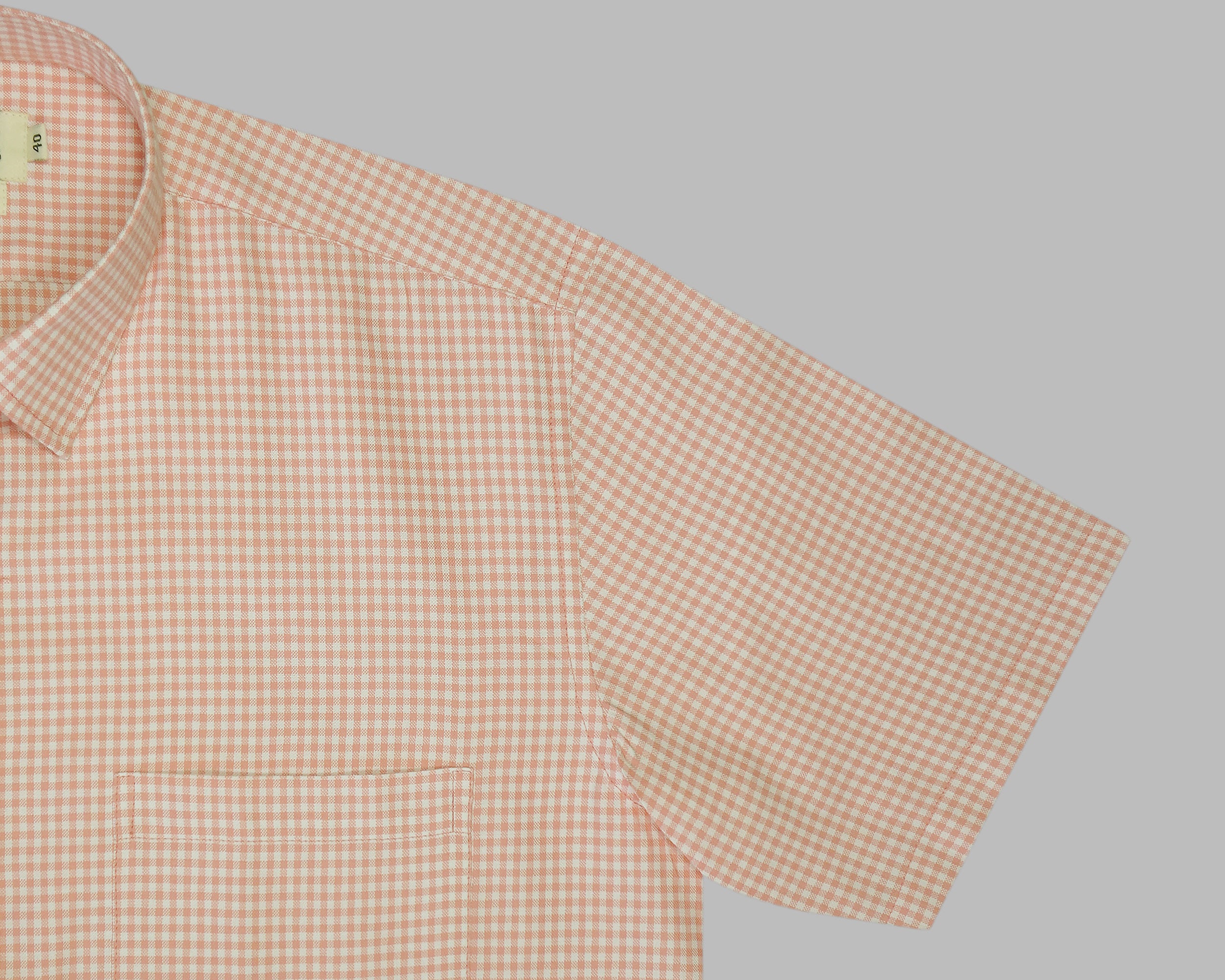 Men's 100% Cotton Checkered Half Sleeves Shirt (Peach)