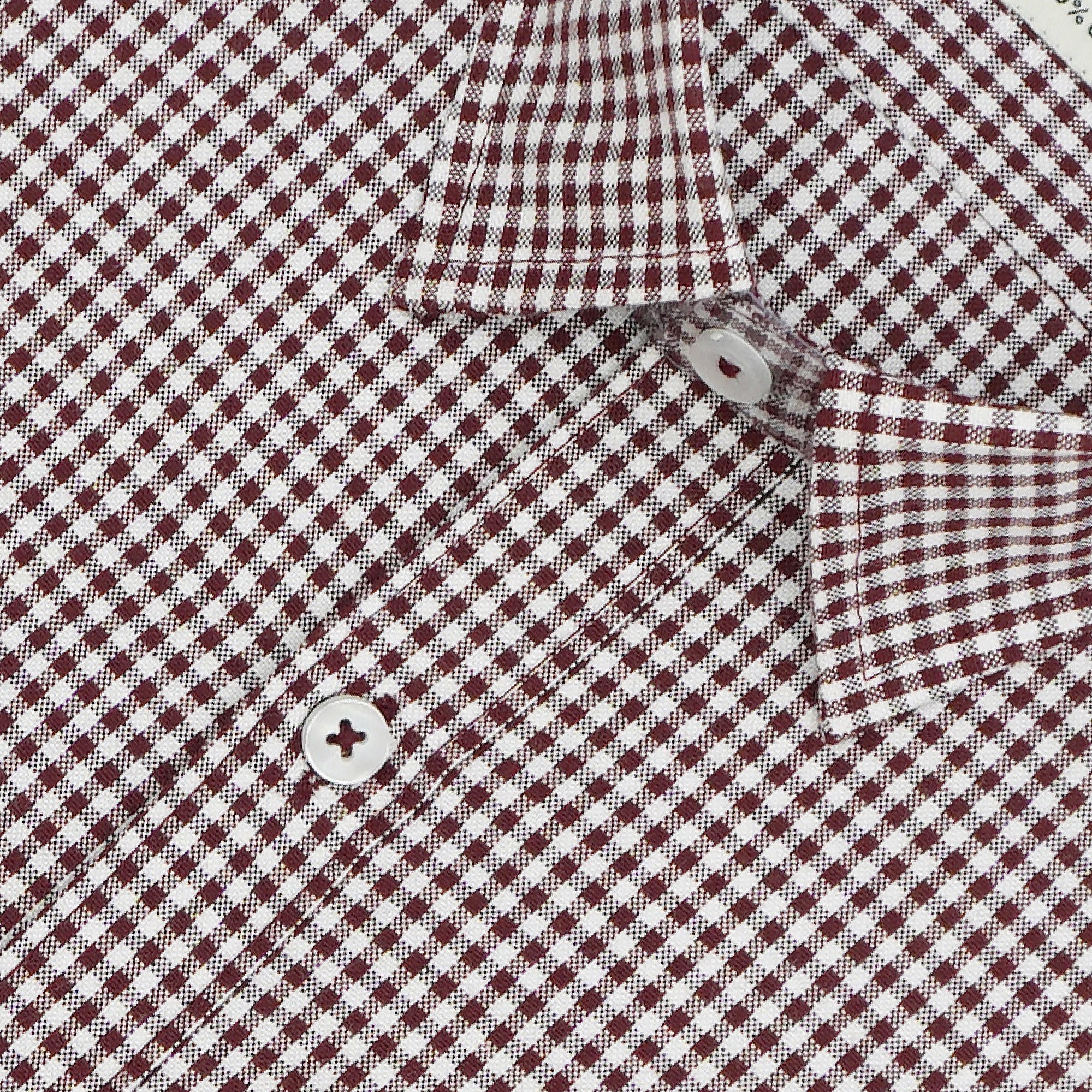 Men's 100% Cotton Checkered Half Sleeves Shirt (Wine)