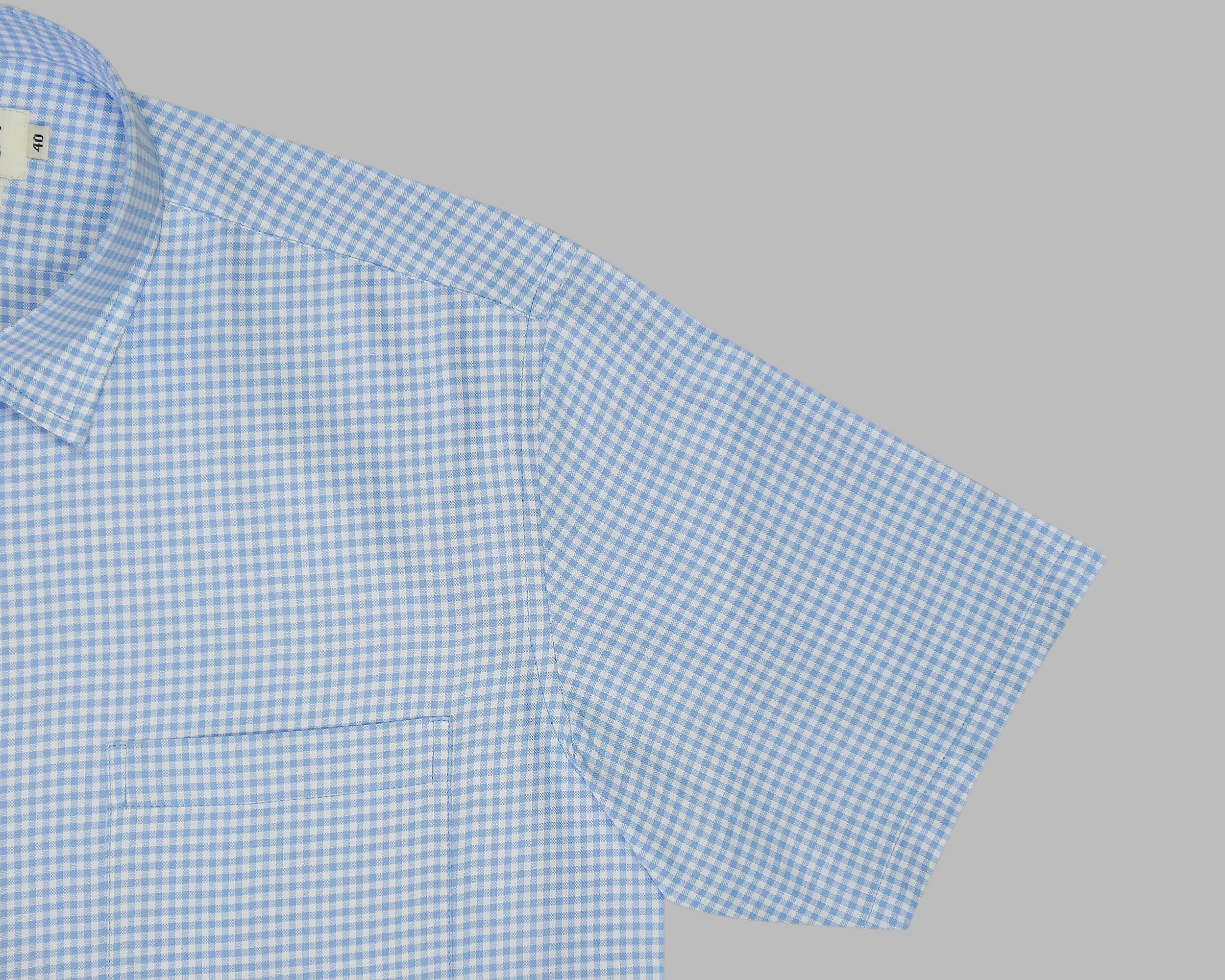 Men's 100% Cotton Checkered Half Sleeves Shirt (Blue)