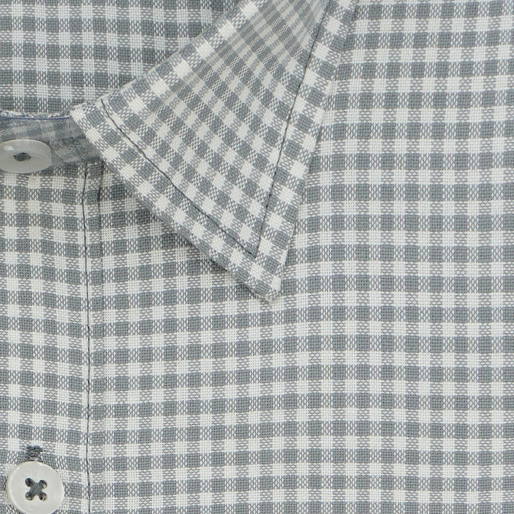 Men's 100% Cotton Checkered Half Sleeves Shirt (Grey)