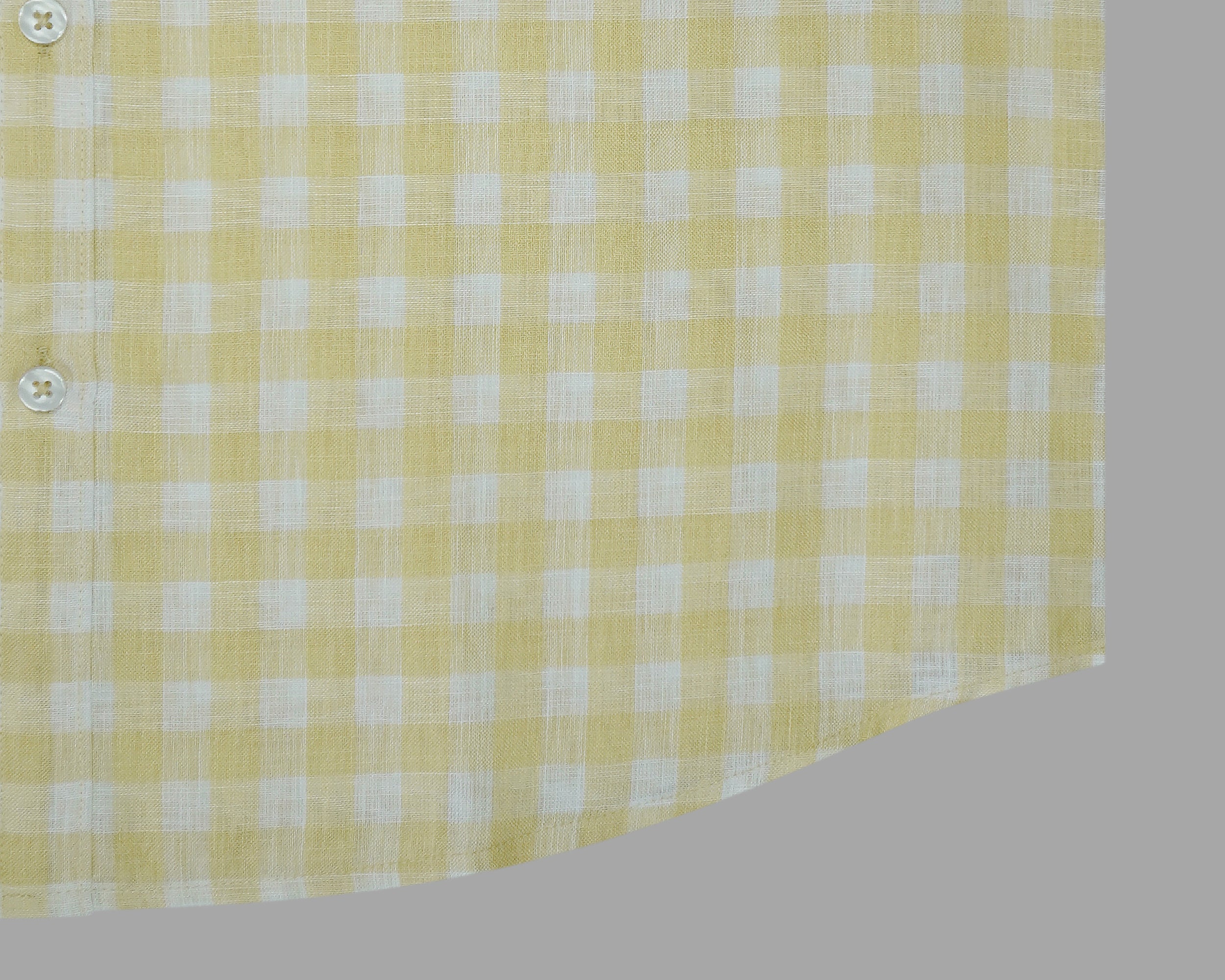 Men's Cotton Linen Checkered Half Sleeves Shirt (Yellow)