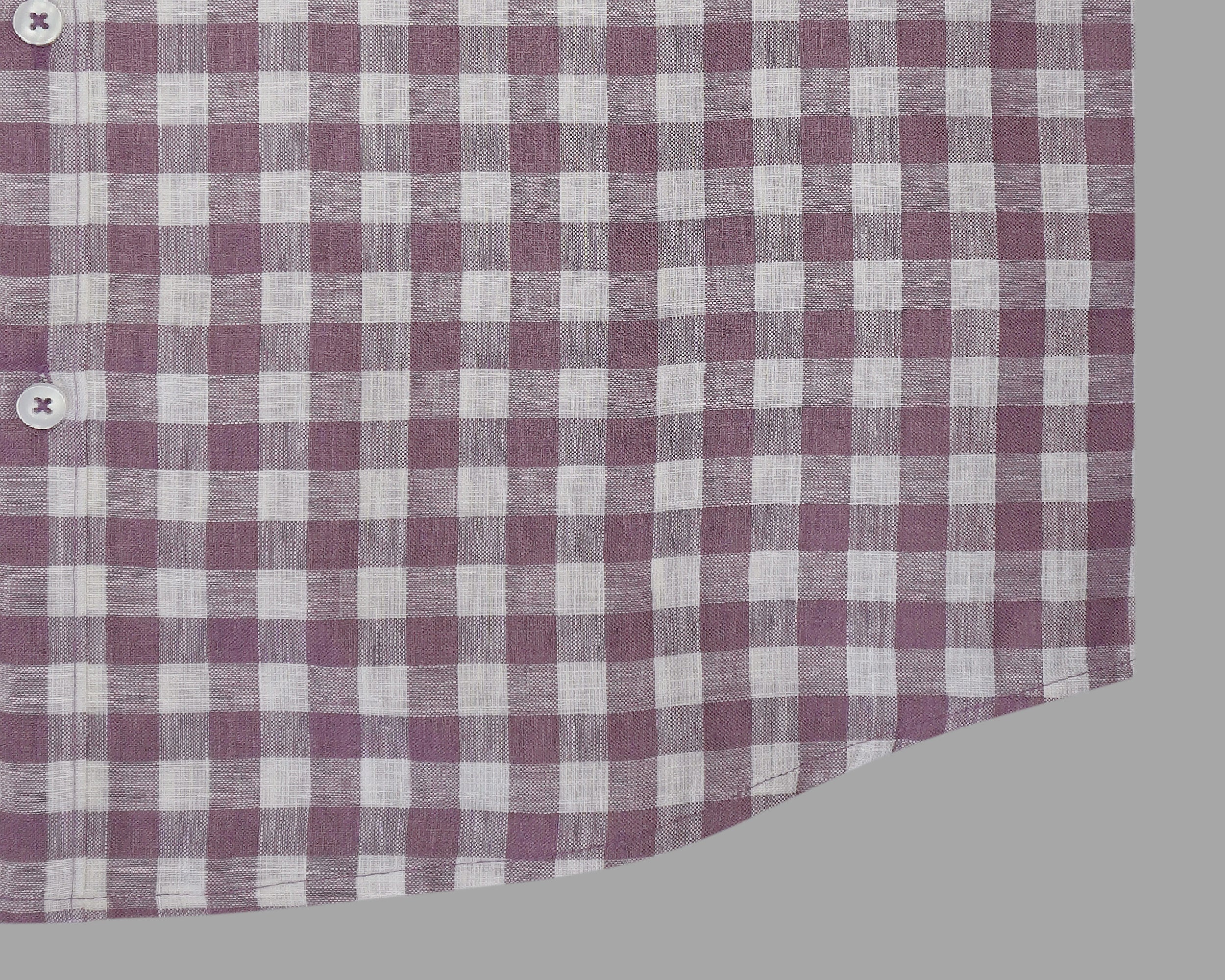 Men's Cotton Linen Checkered Half Sleeves Shirt (Purple)