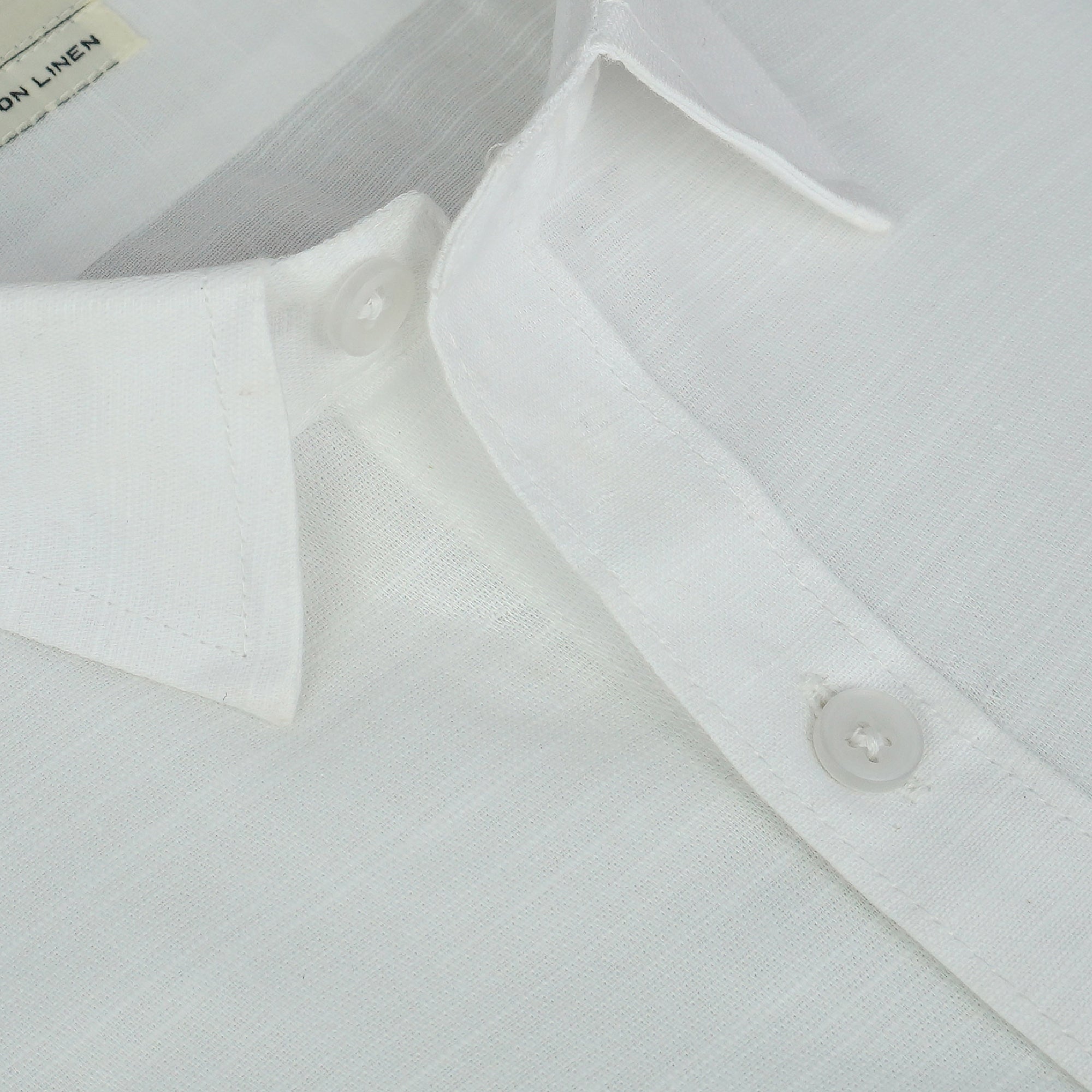 Men's Cotton Linen Plain Solid Half Sleeves Shirt (White)