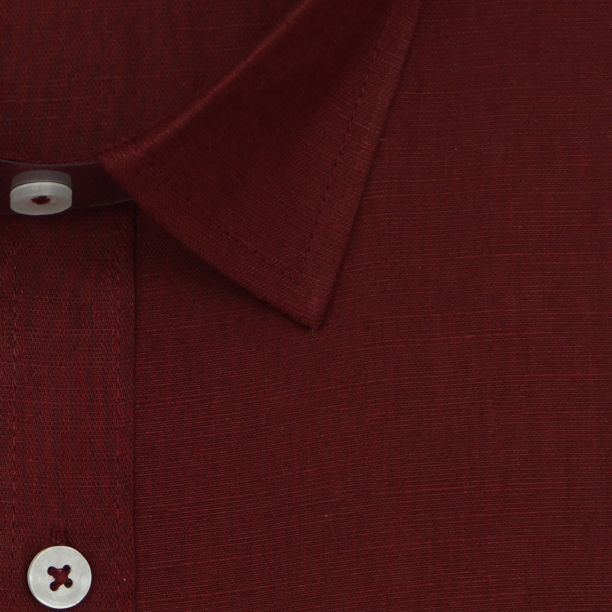 Men's Cotton Linen Plain Solid Half Sleeves Shirt (Maroon)