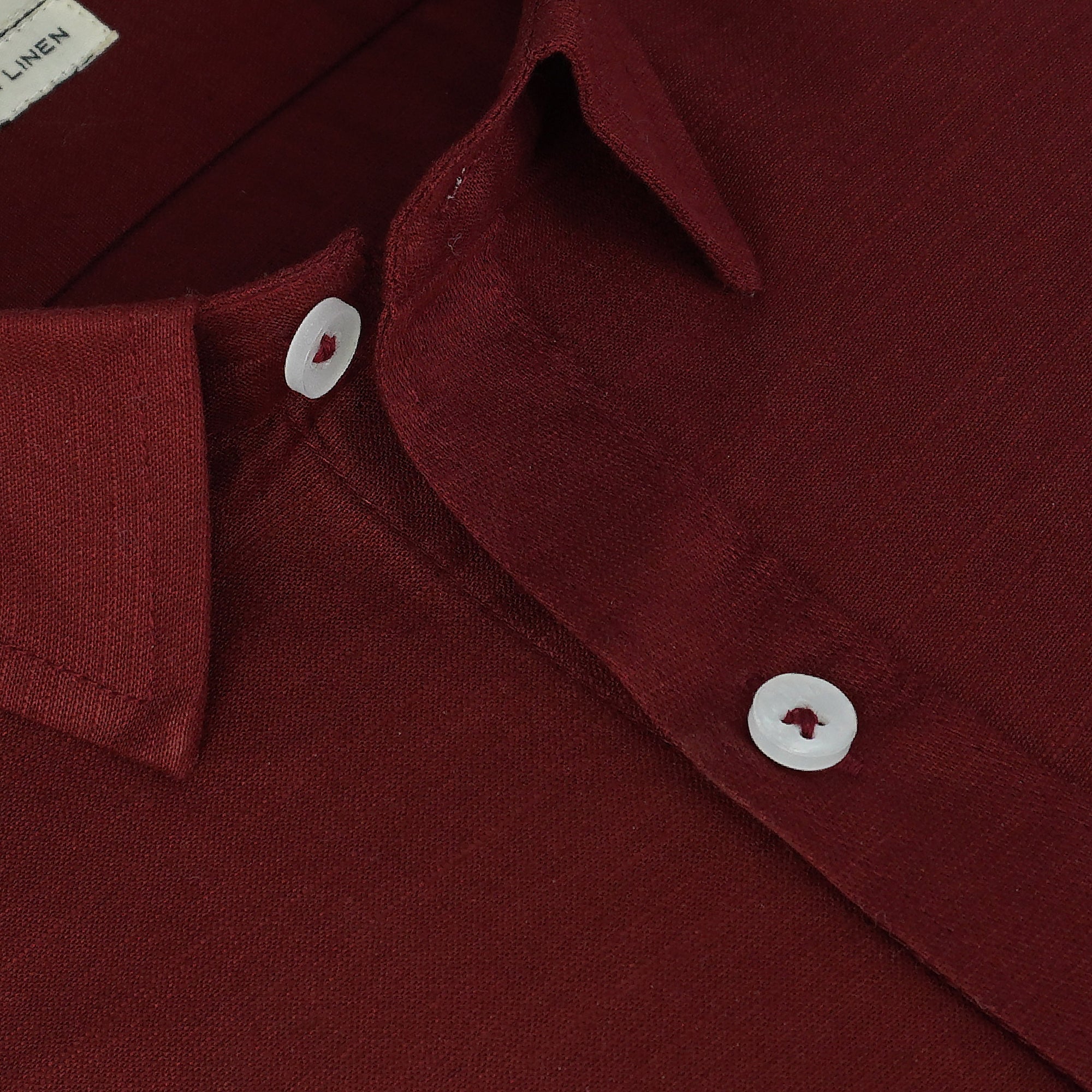 Men's Cotton Linen Plain Solid Half Sleeves Shirt (Maroon)