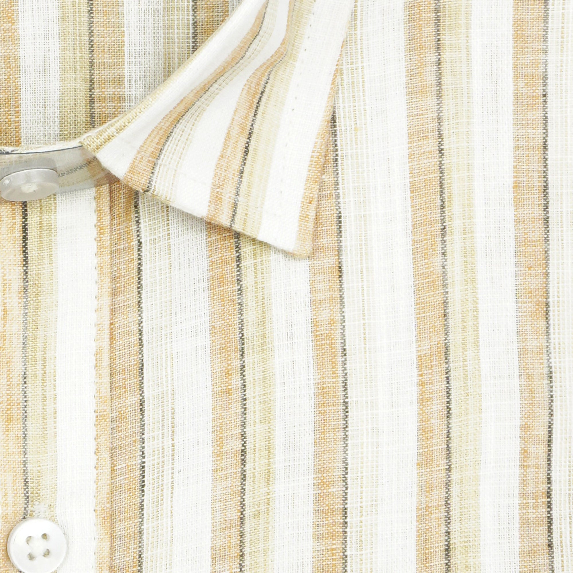 Men's Cotton Linen Striped Half Sleeves Shirt (Orange)