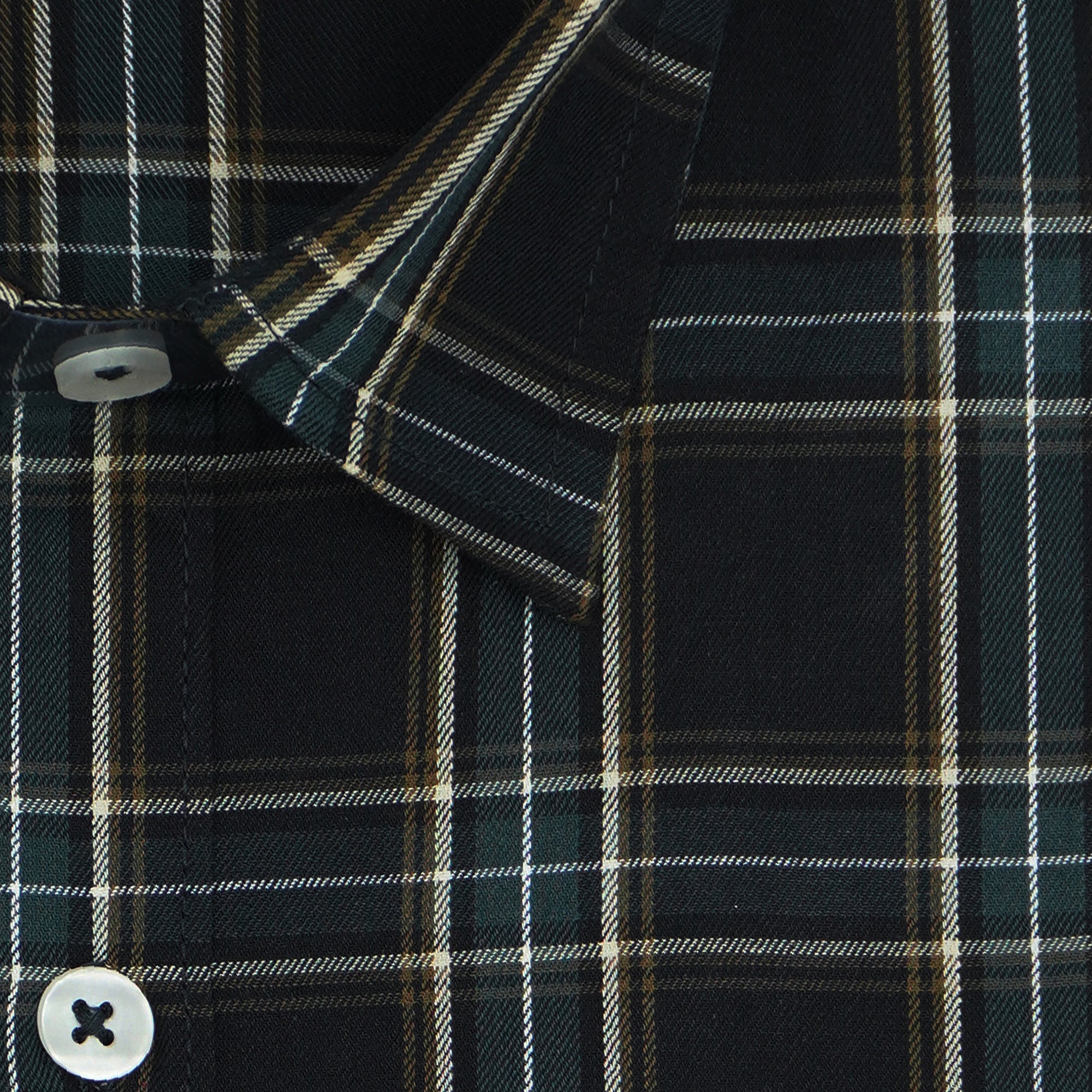 Men's 100% Cotton Checkered Half Sleeves Shirt (Black)