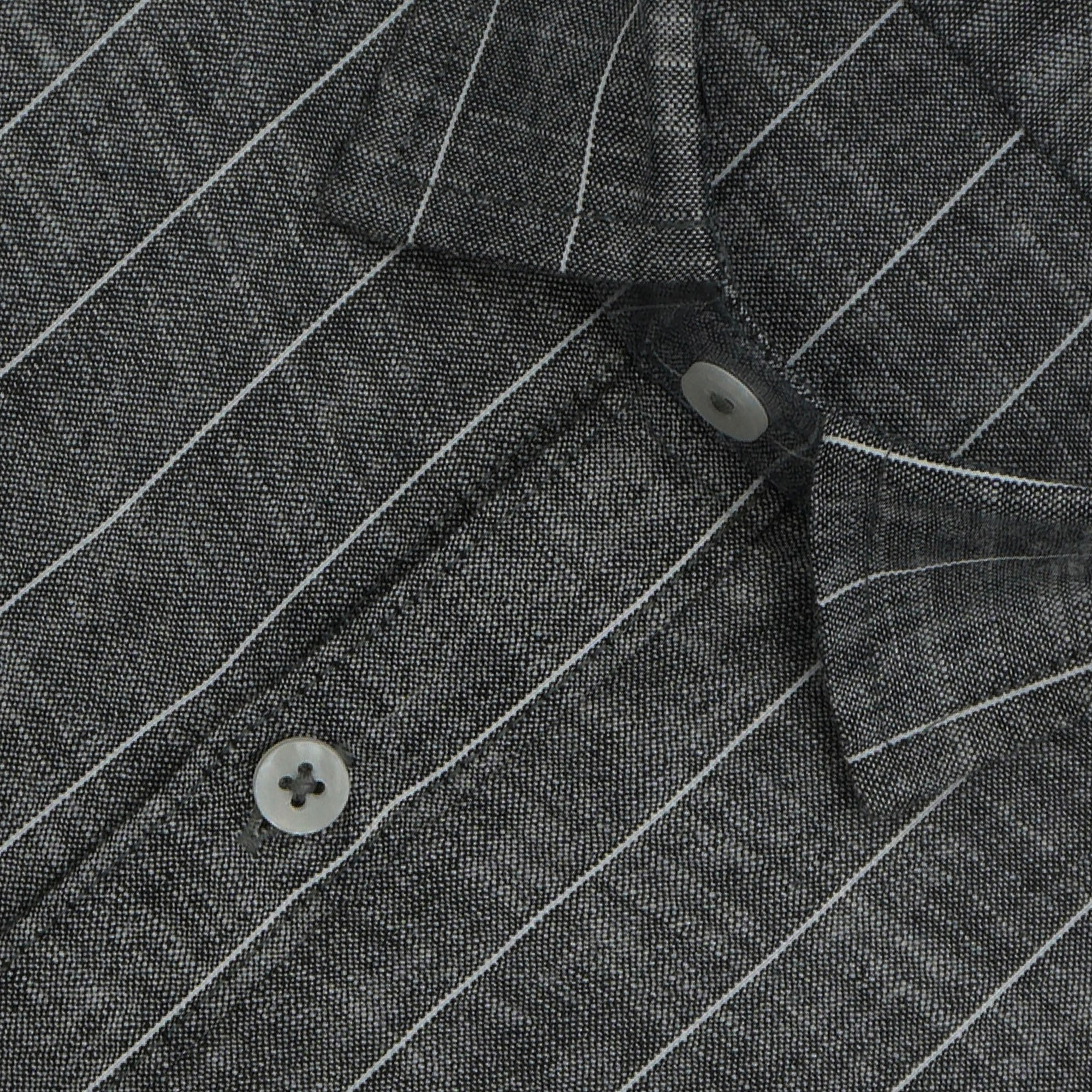 Men's Cotton Linen Striped Half Sleeves Shirts (Black)