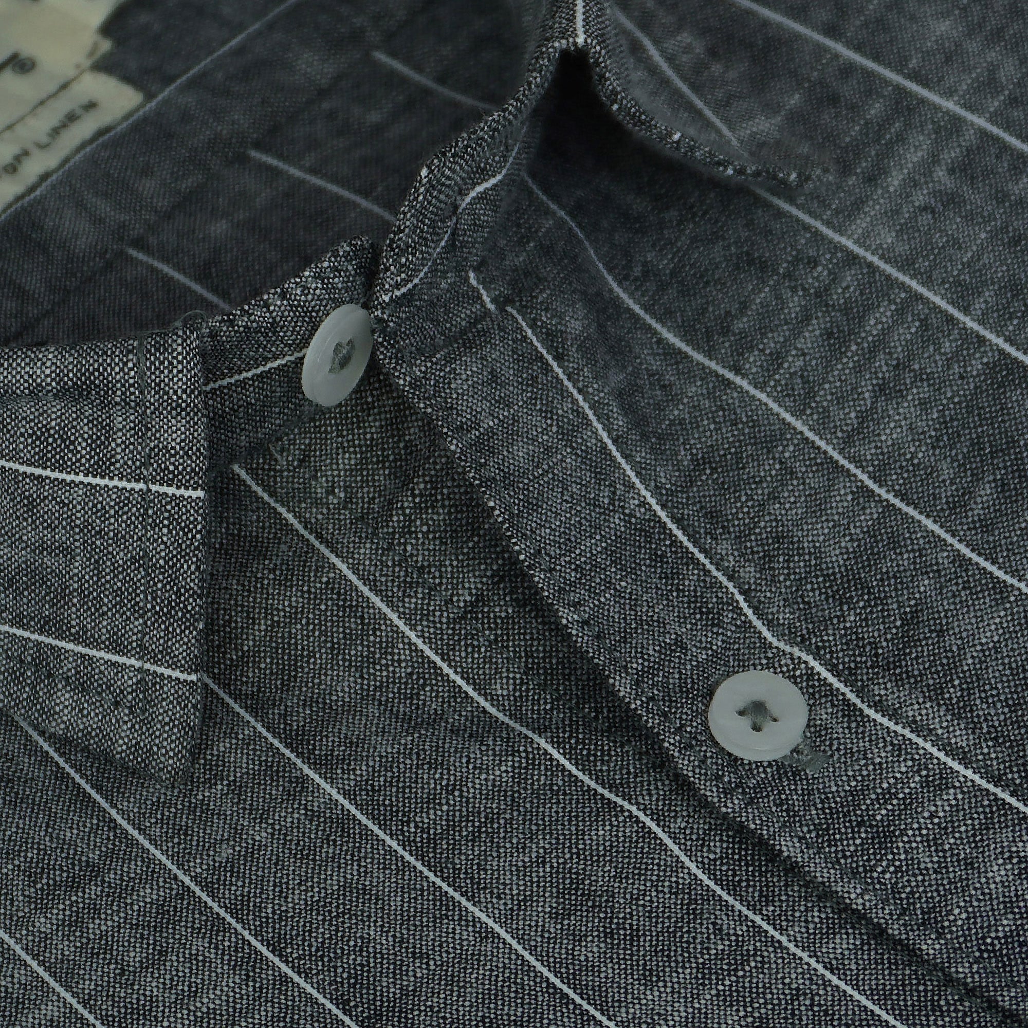 Men's Cotton Linen Striped Half Sleeves Shirts (Black)