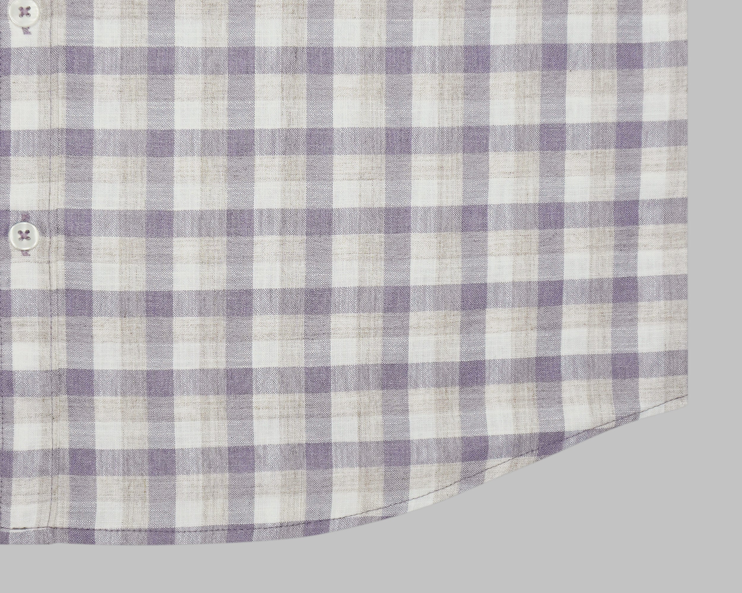 Men's Cotton Linen Checkered Half Sleeves Shirt (Purple)