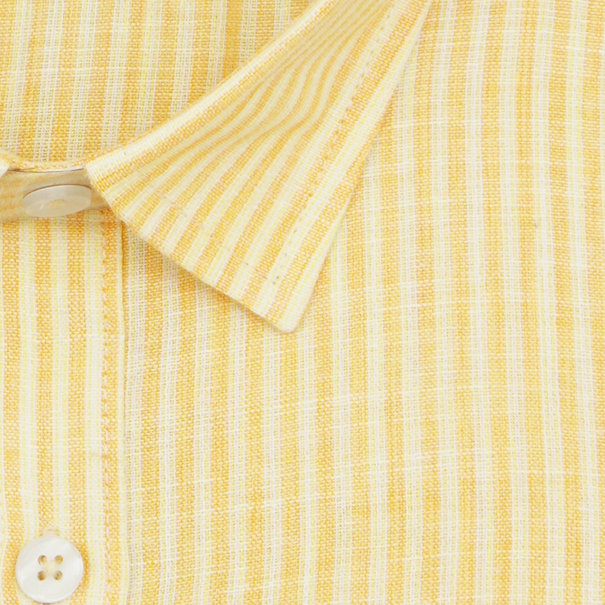 Men's Cotton Linen Striped Half Sleeves Shirt (Orange)