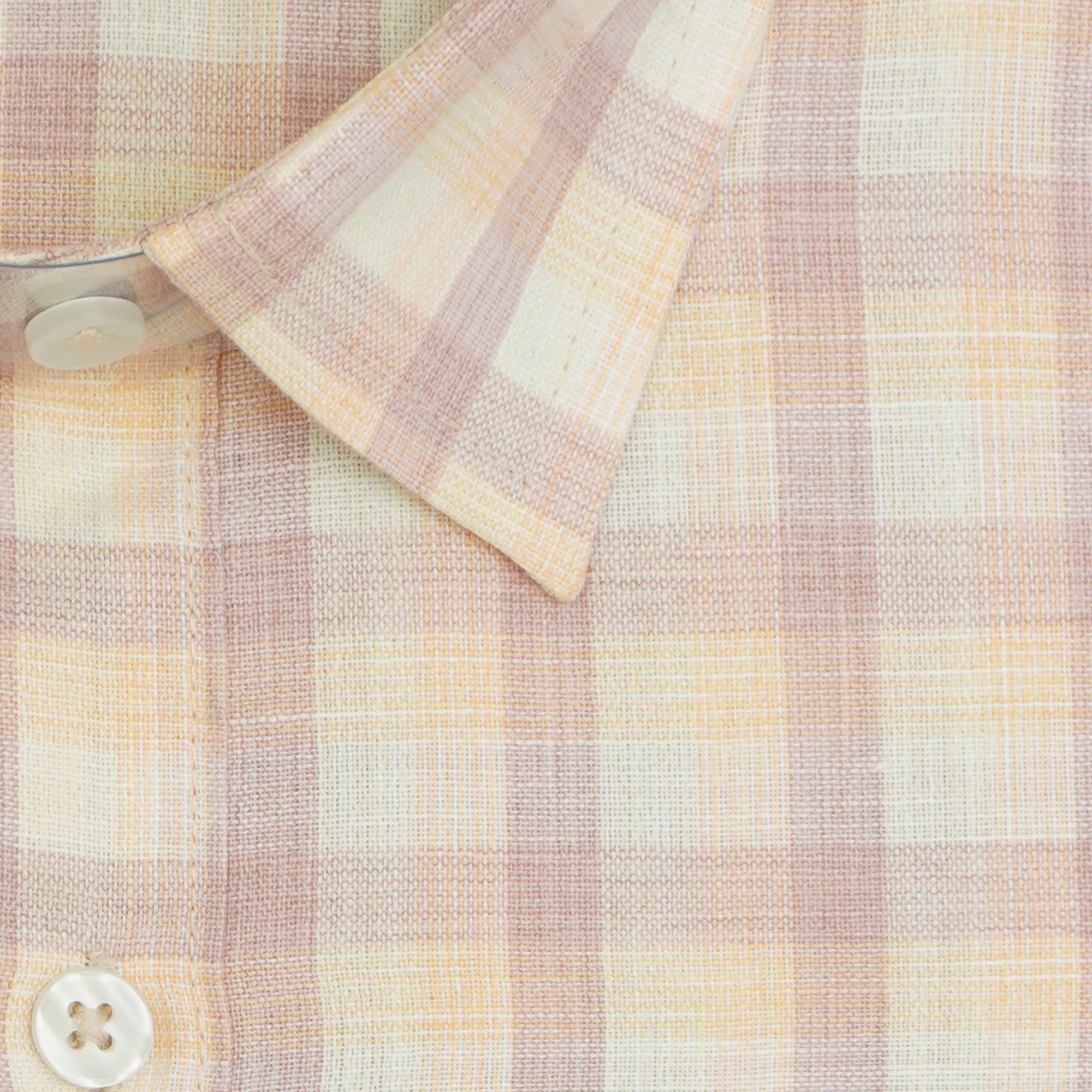 Men's Cotton Linen Checkered Half Sleeves Shirt (Orange)