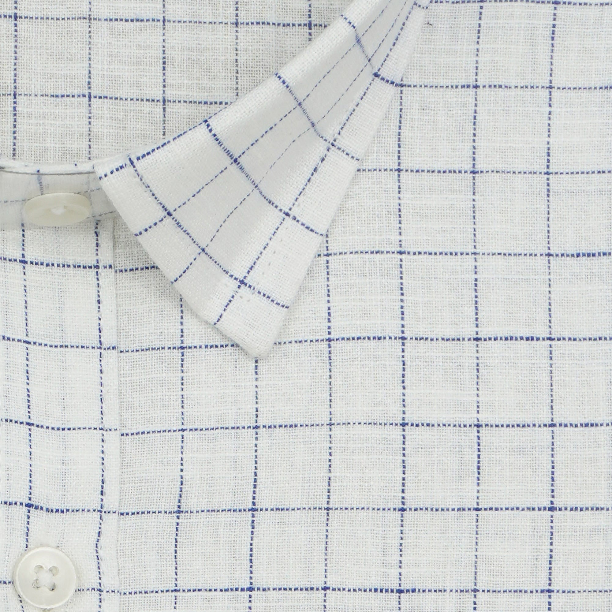 Men's 100% Cotton Checkered Half Sleeves Shirt (Blue)