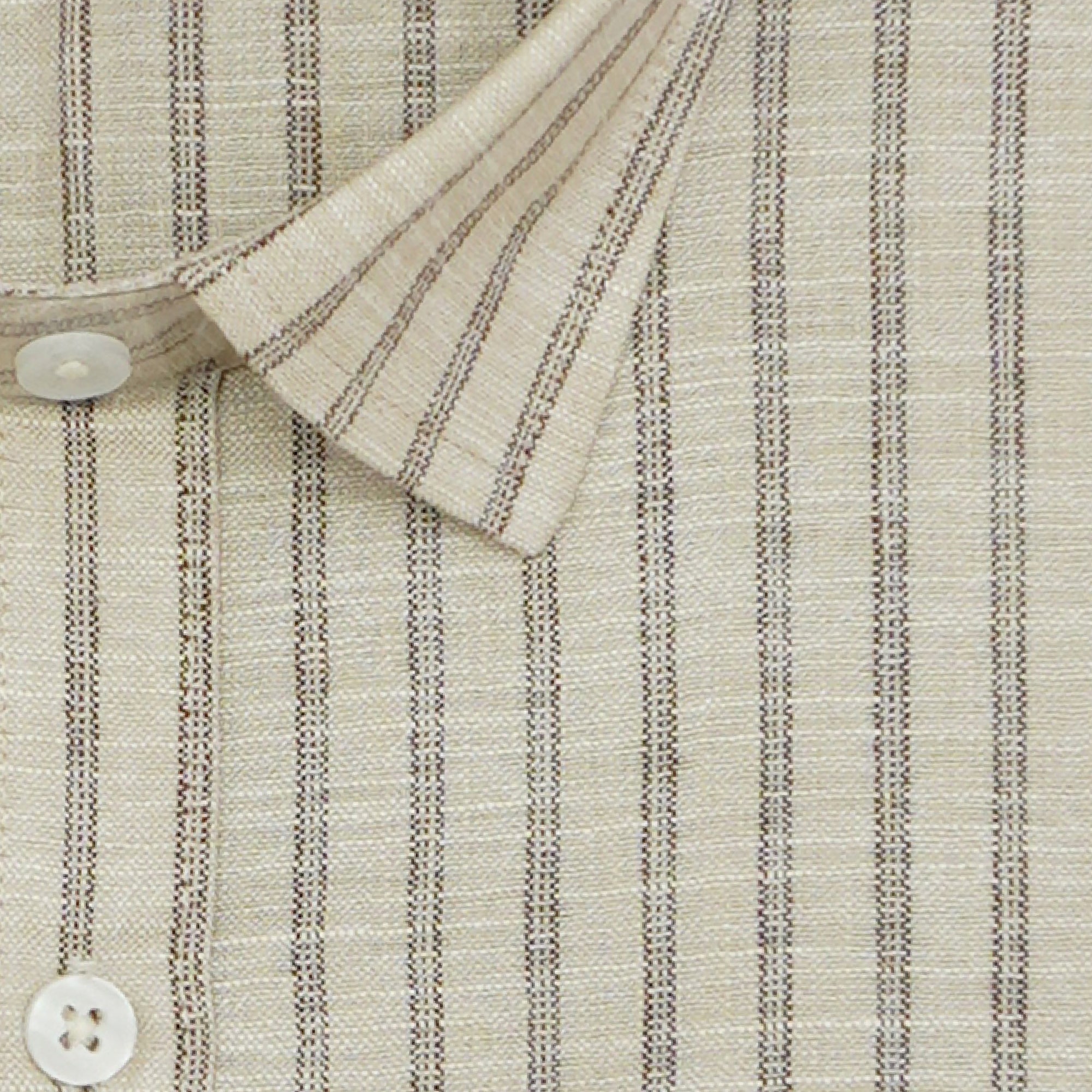 Men's 100% Cotton Striped Half Sleeves Shirt (Brown)