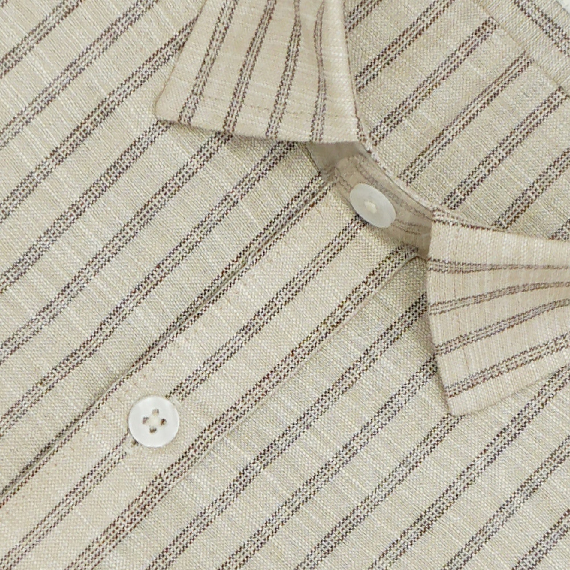 Men's 100% Cotton Striped Half Sleeves Shirt (Brown)