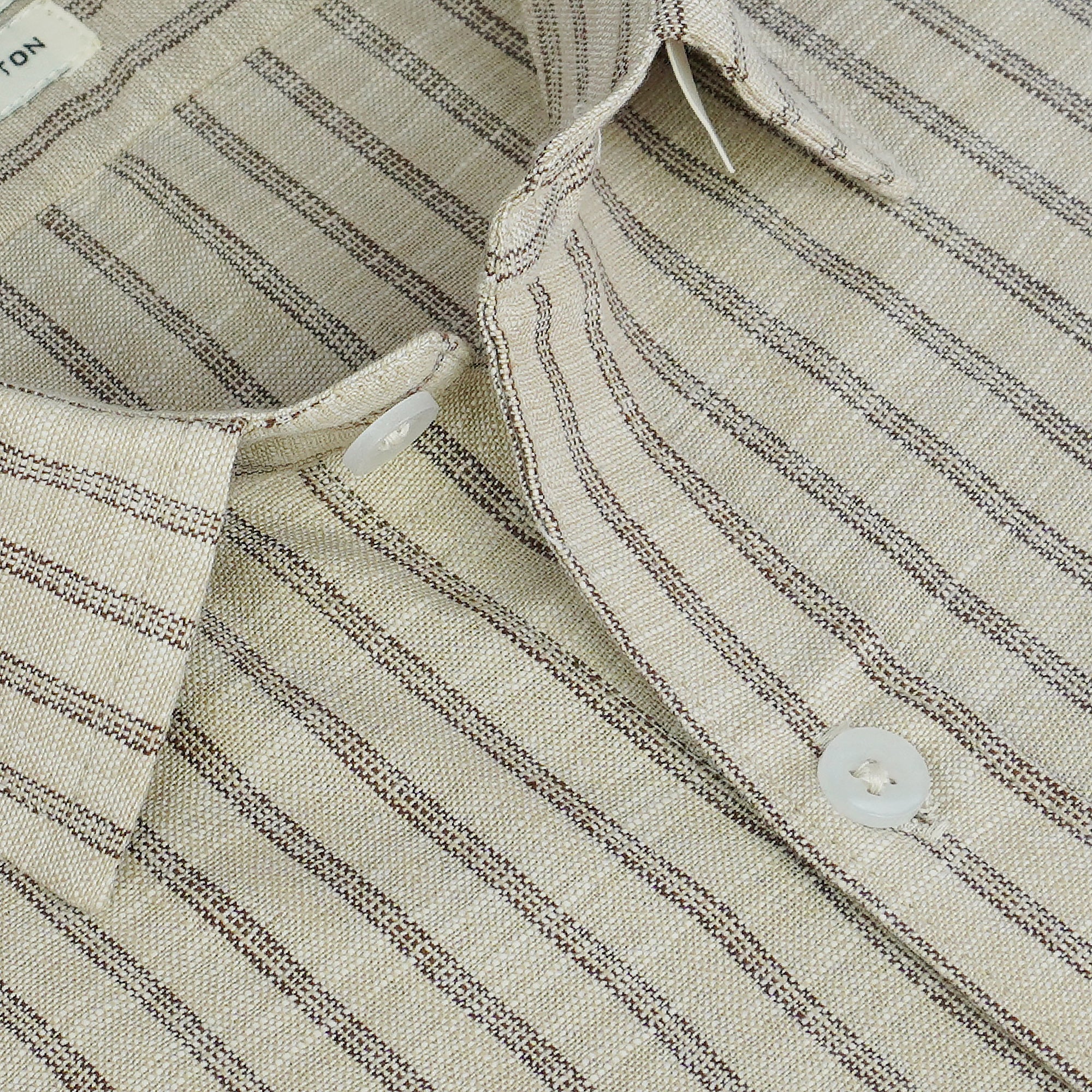 Men's 100% Cotton Striped Half Sleeves Shirt (Brown)