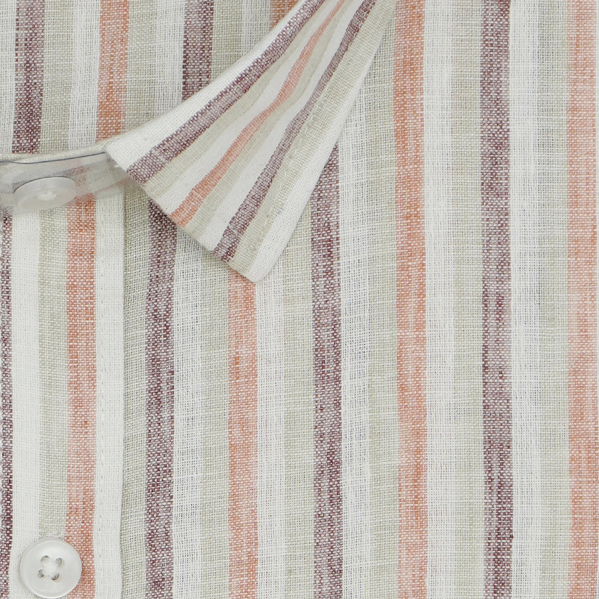 Men's 100% Cotton Striped Half Sleeves Shirt (Brown)