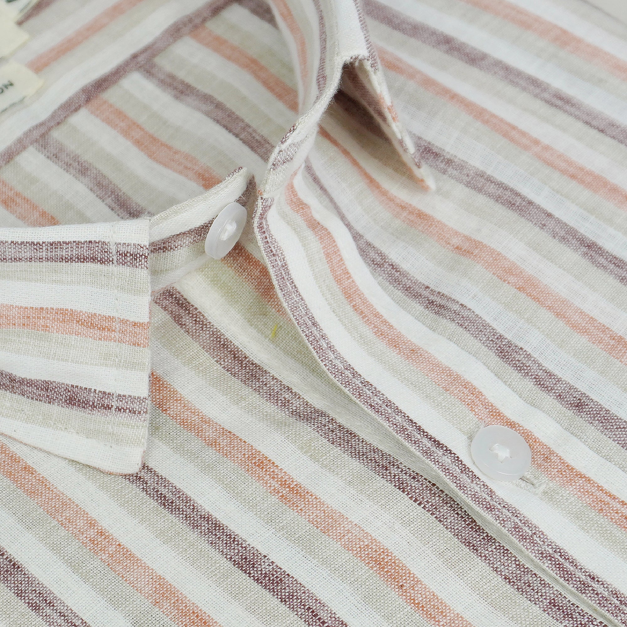 Men's 100% Cotton Striped Half Sleeves Shirt (Brown)