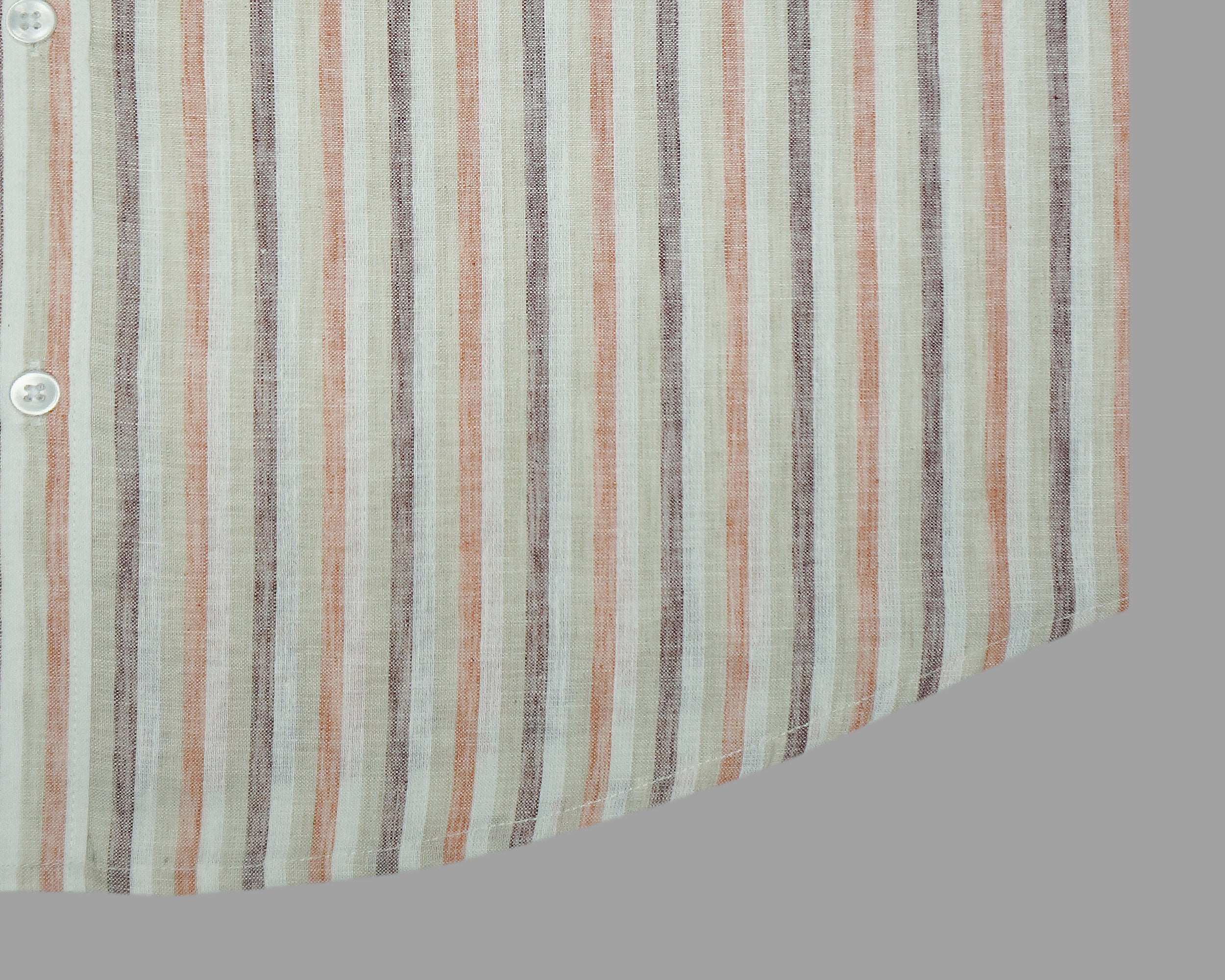 Men's 100% Cotton Striped Half Sleeves Shirt (Brown)