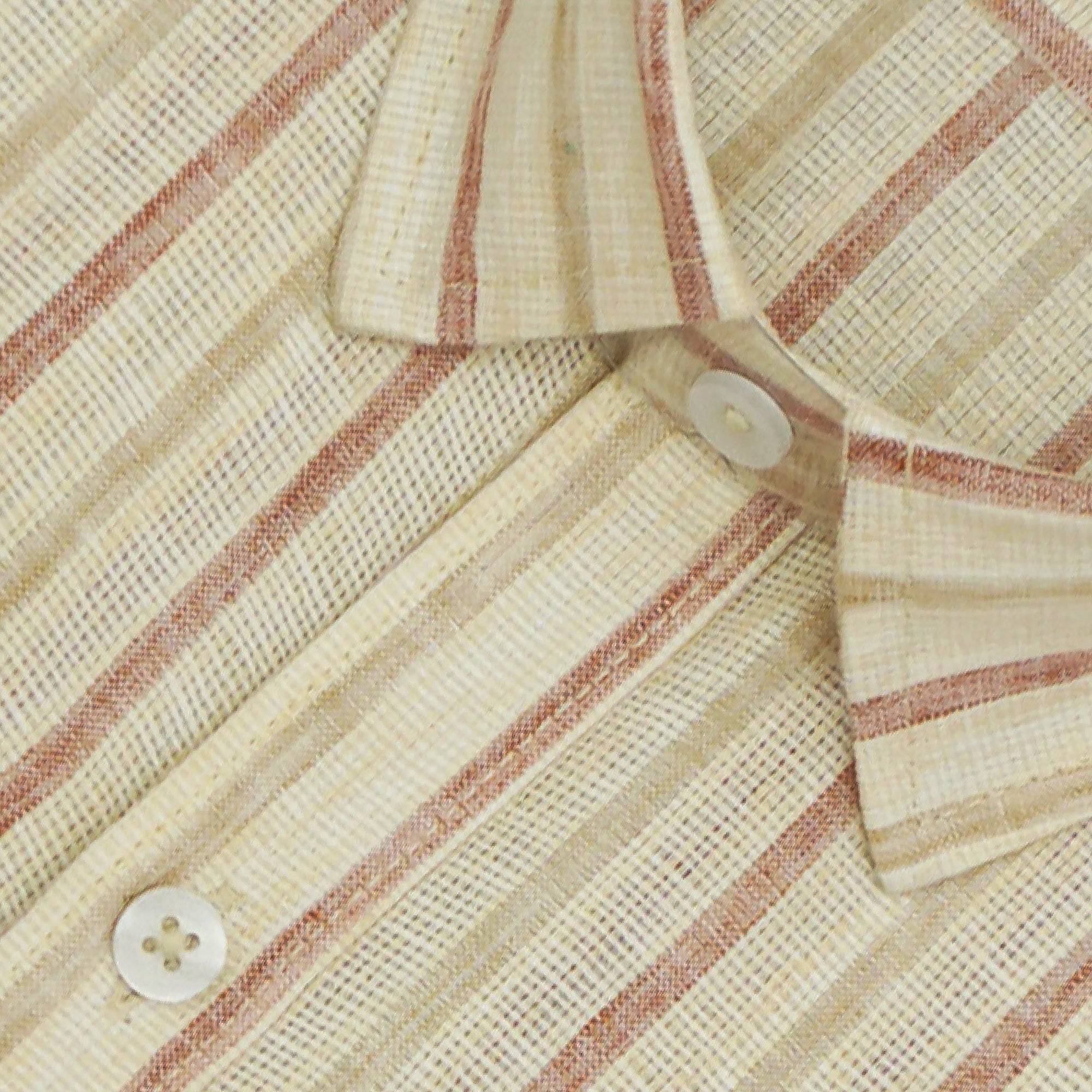 Men's 100% Cotton Striped Half Sleeves Shirt (Brown)