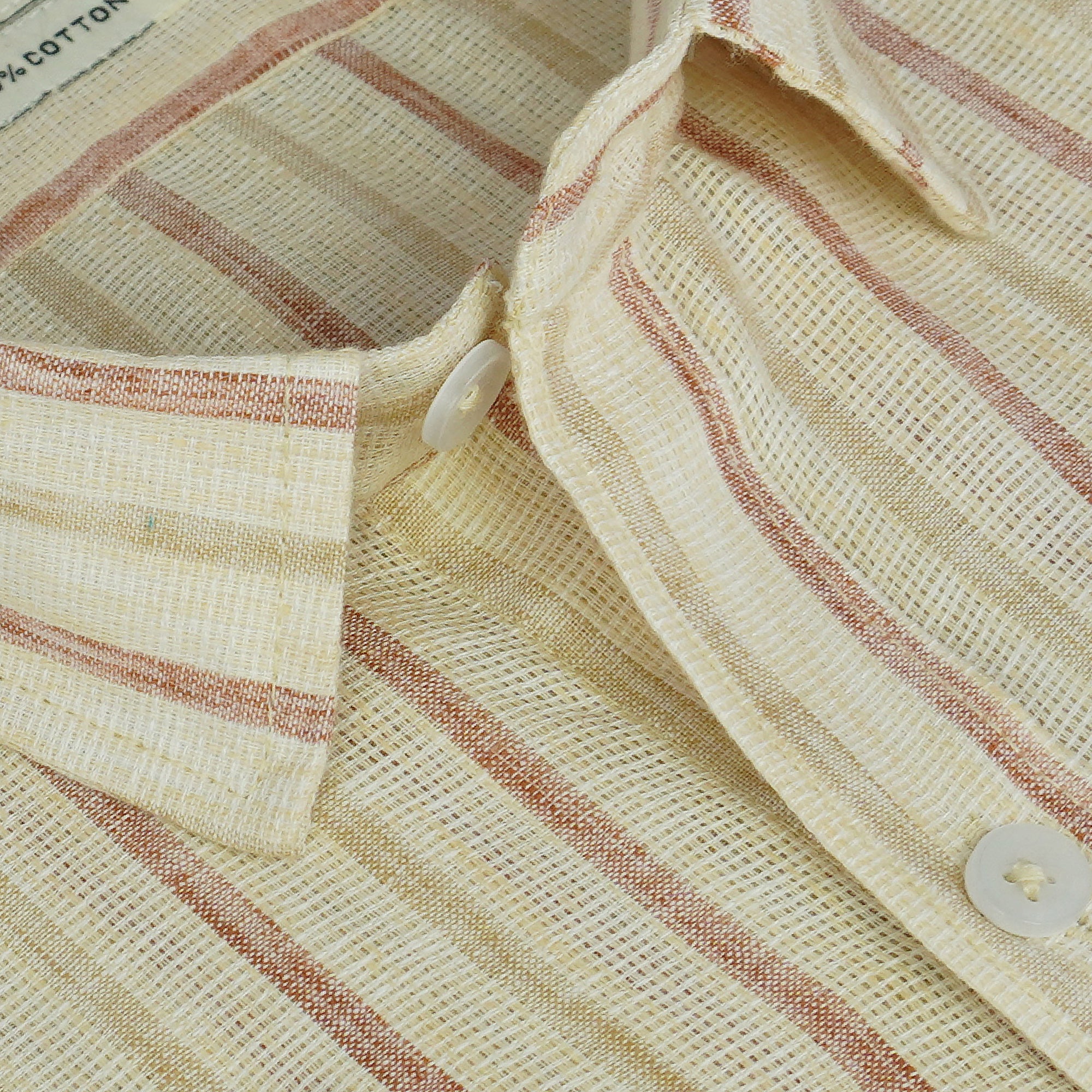Men's 100% Cotton Striped Half Sleeves Shirt (Brown)