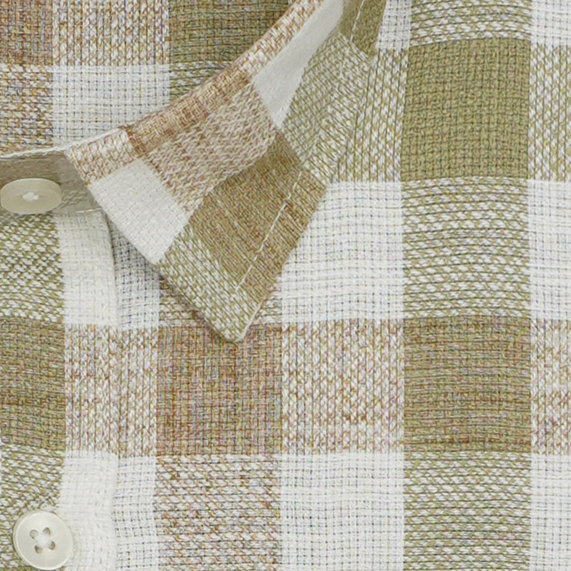 Men's 100% Cotton Checkered Half Sleeves Shirt (Khaki)
